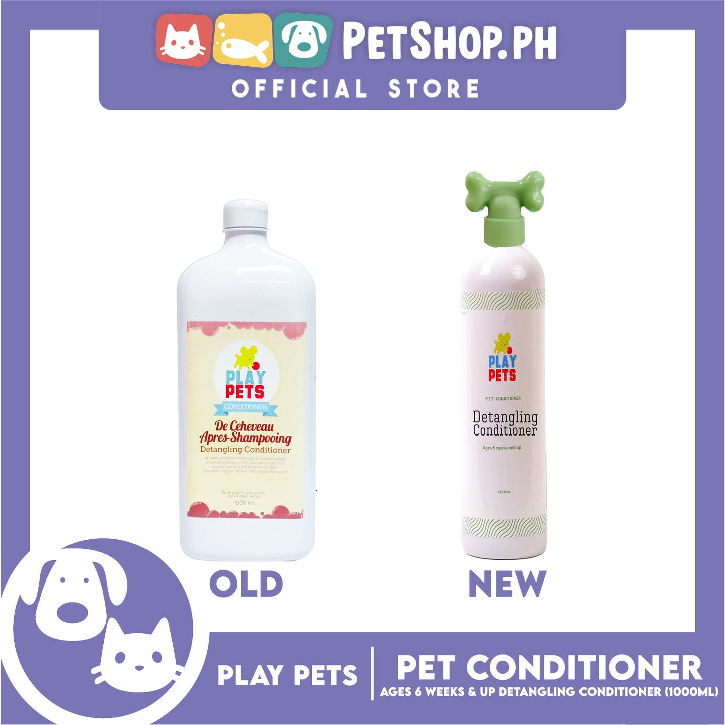 Play Pets Detangling Conditioner 1000ml For All Types Of Dogs And Cats