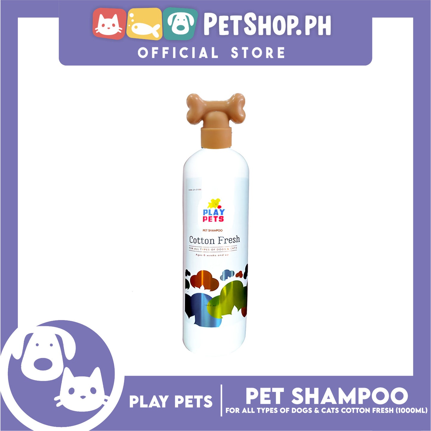 Play Pets Shampoo and Conditioner 1000ml (Fresh Cotton Scent) For All Types Of Dogs And Cats