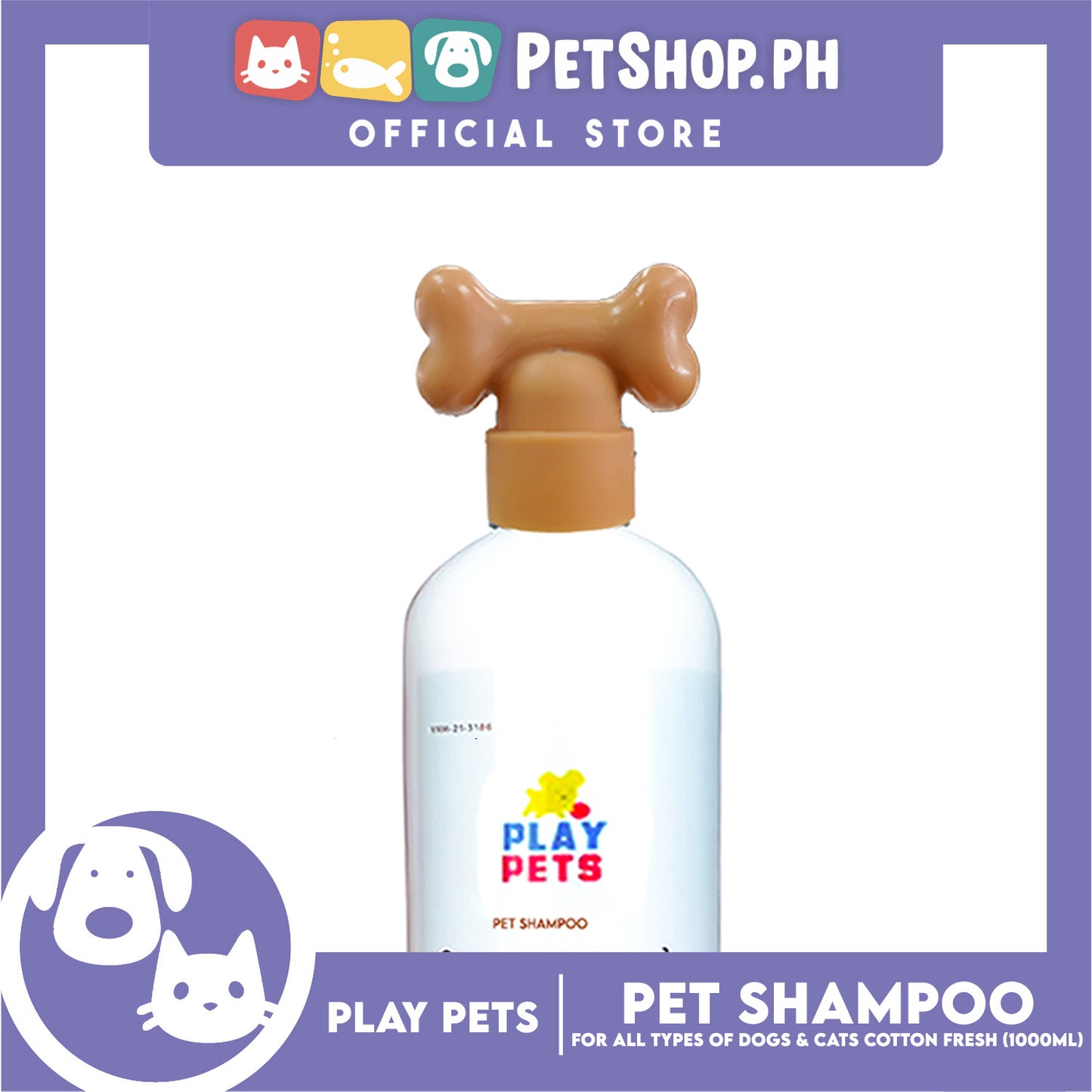 Play Pets Shampoo and Conditioner 1000ml (Fresh Cotton Scent) For All Types Of Dogs And Cats