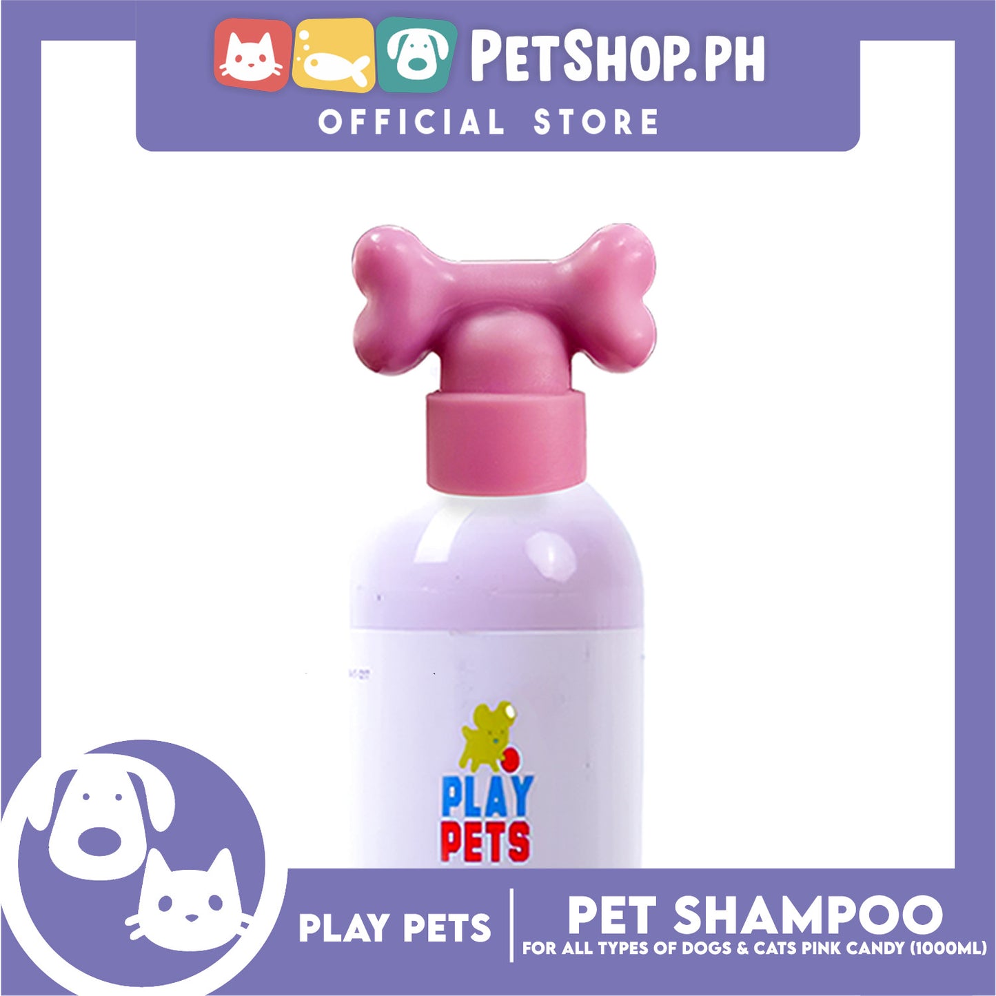 Play Pets Shampoo and Conditioner 1000ml (Pink Candy Scent) For All Types Of Dogs And Cats