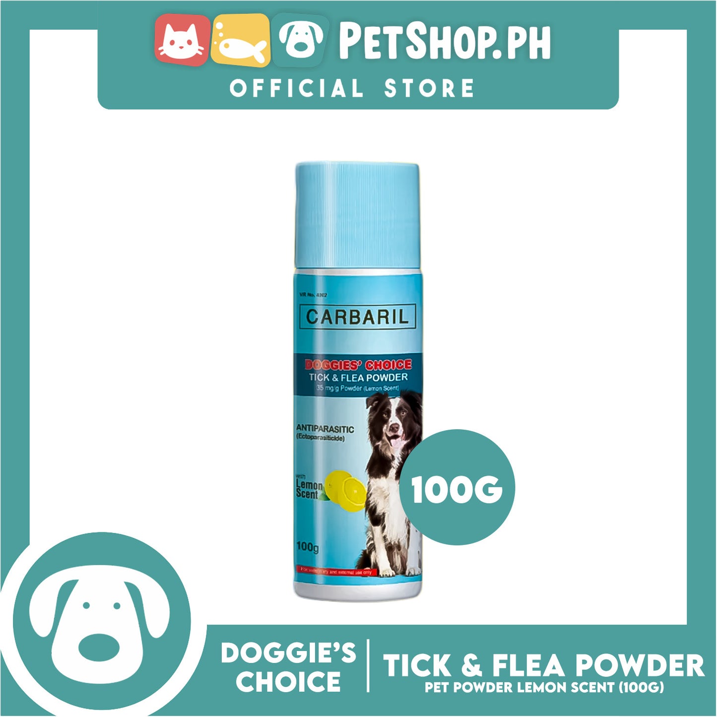 Doggies' Choice Tick and Flea Pet Powder (Lemon Scent) 100g