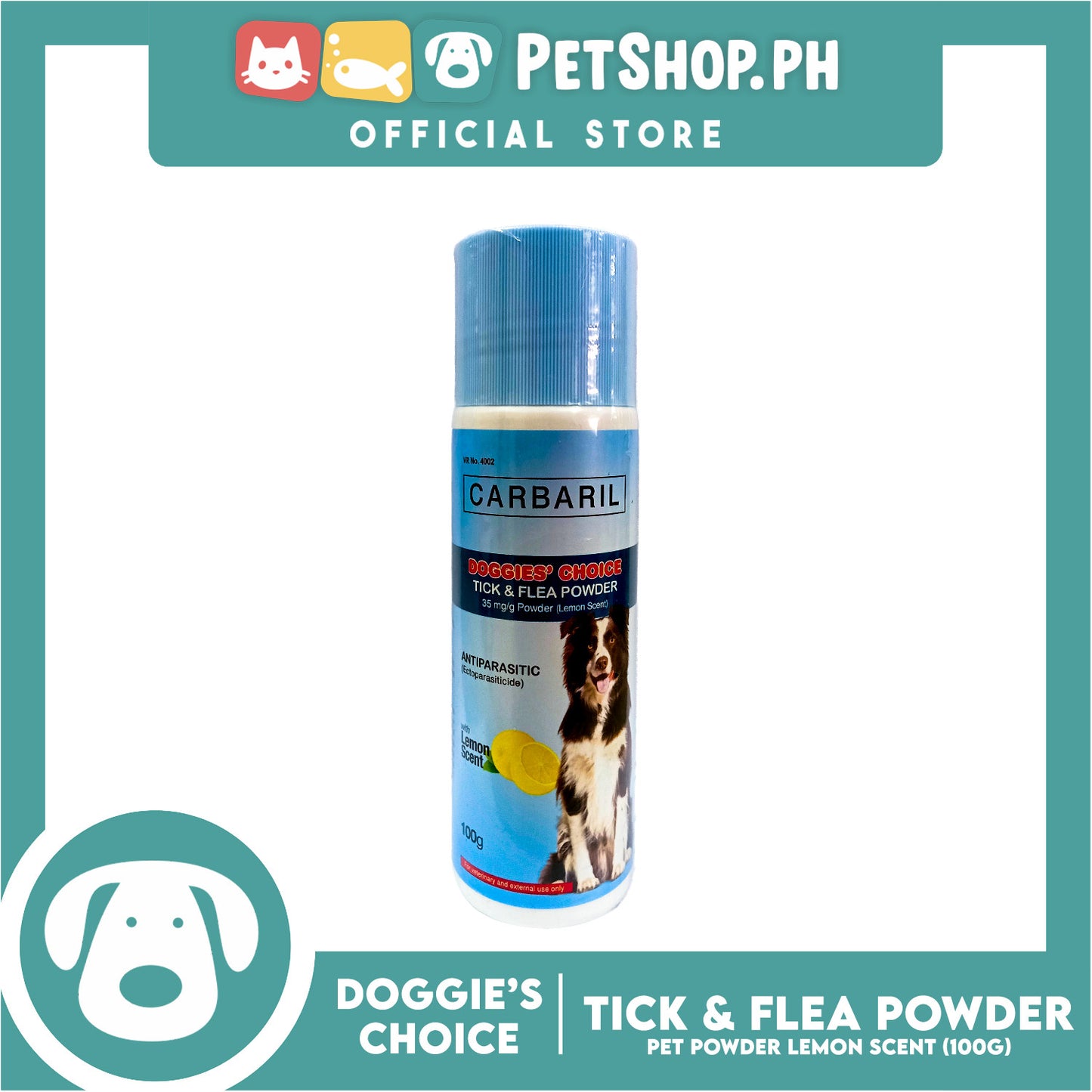 Doggies' Choice Tick and Flea Pet Powder (Lemon Scent) 100g