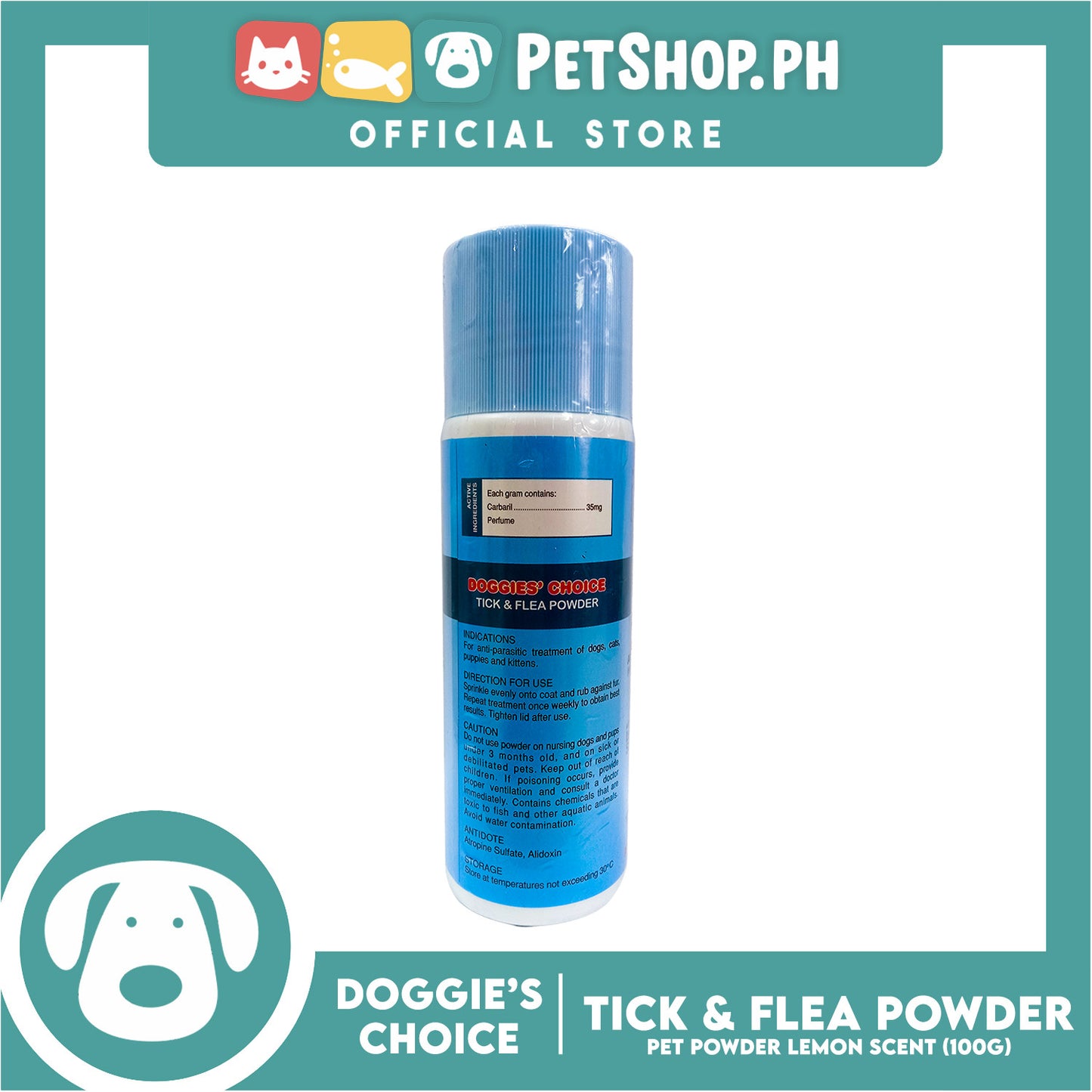 Doggies' Choice Tick and Flea Pet Powder (Lemon Scent) 100g