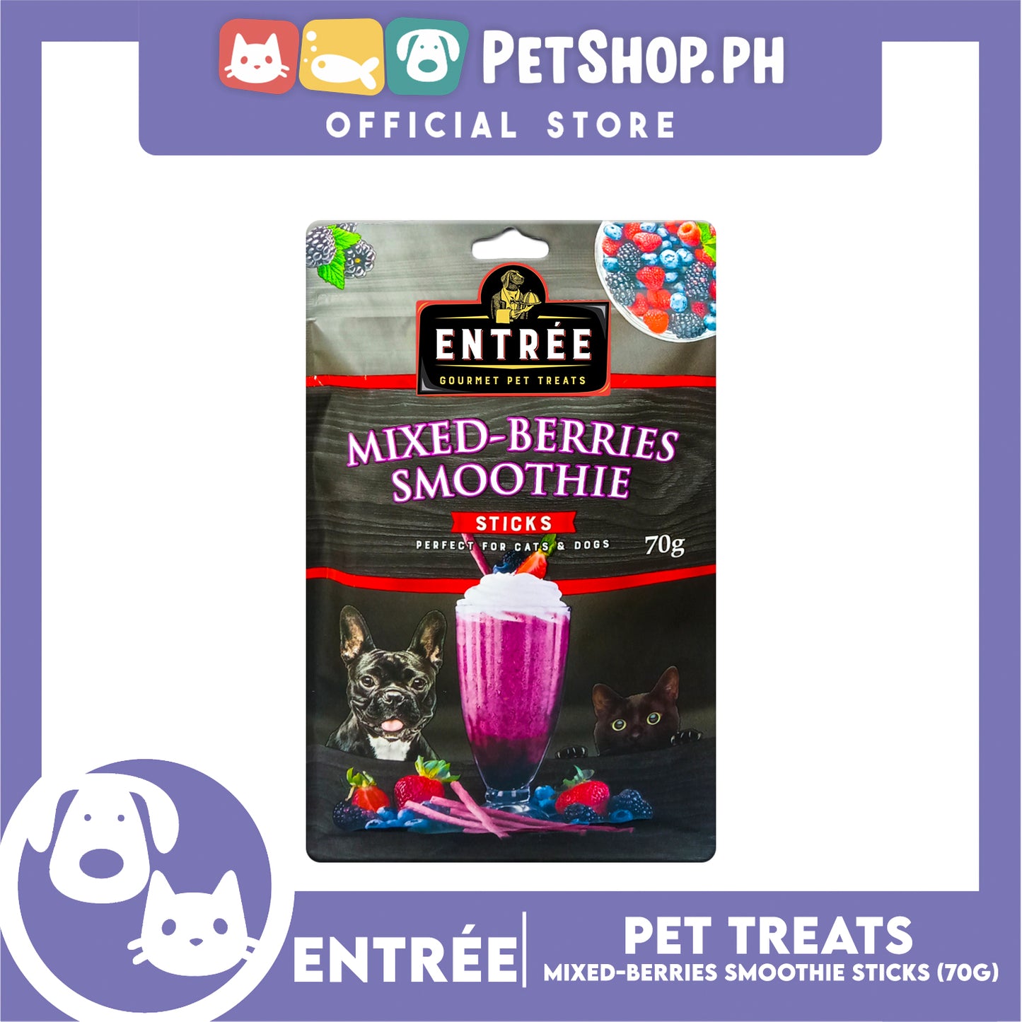 Entree Gourmet Mixed-Berries Smoothie in Sticks Pet Treats 70g