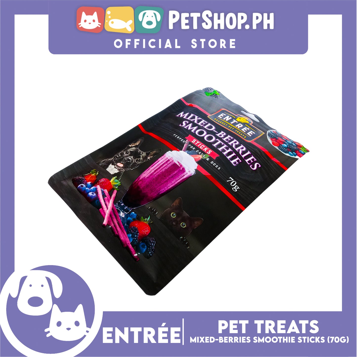 Entree Gourmet Mixed-Berries Smoothie in Sticks Pet Treats 70g