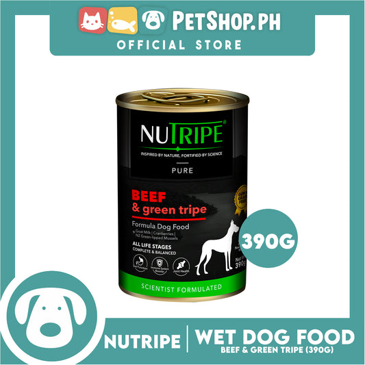 Nutripe Naturally Nourishing Nutrition Pure Beef And Green Tripe Formula Dog Food, Grain Free 390g Canned Food For Dog Adult, Dog Wet Food