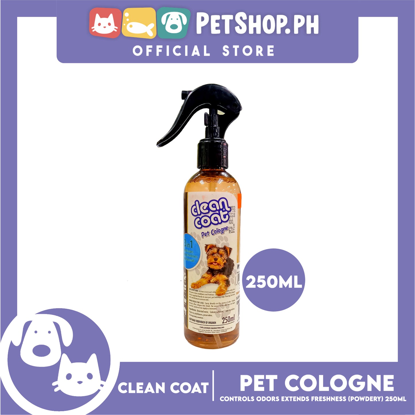 Clean Coat Pet Cologne (Powdery) 250ml