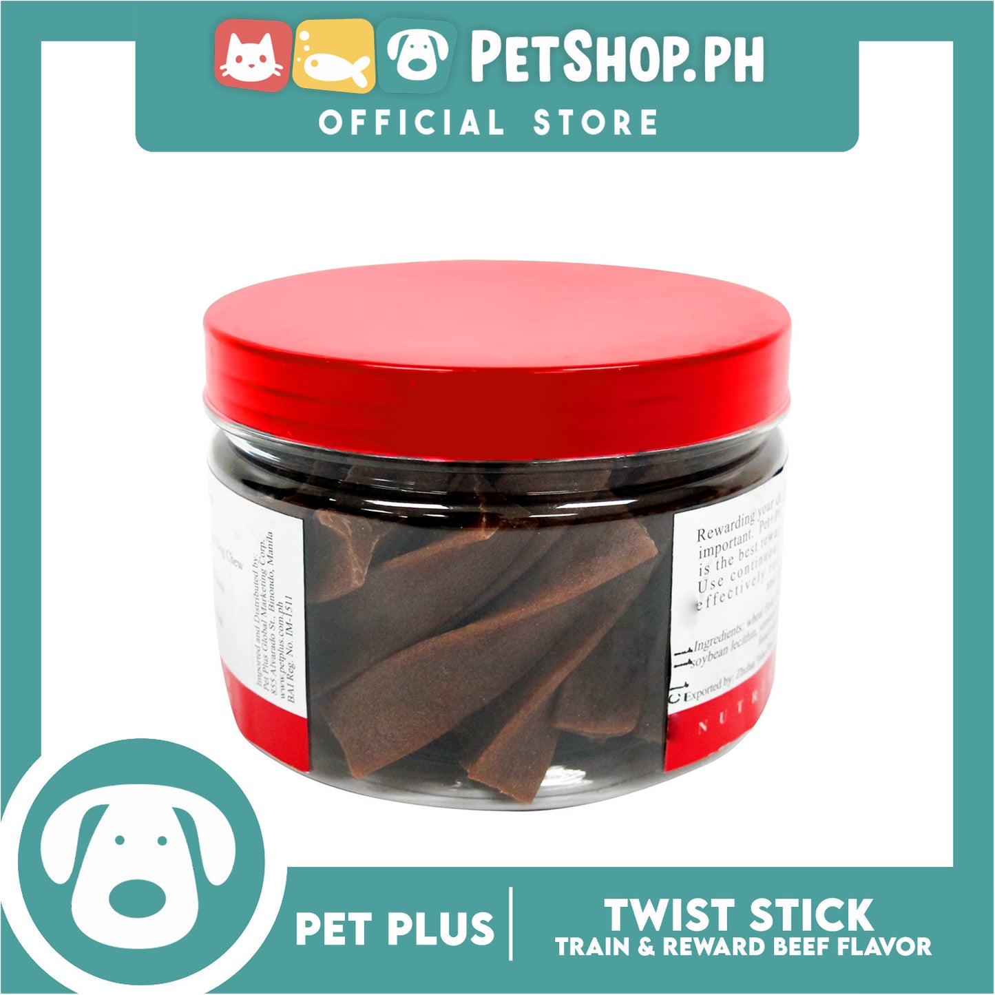 Pet Plus Train and Reward Dental Star Stick In a Jar (Twist Bone Beef Flavor) 360 Brushing Action Designed for Dogs Reward Treats