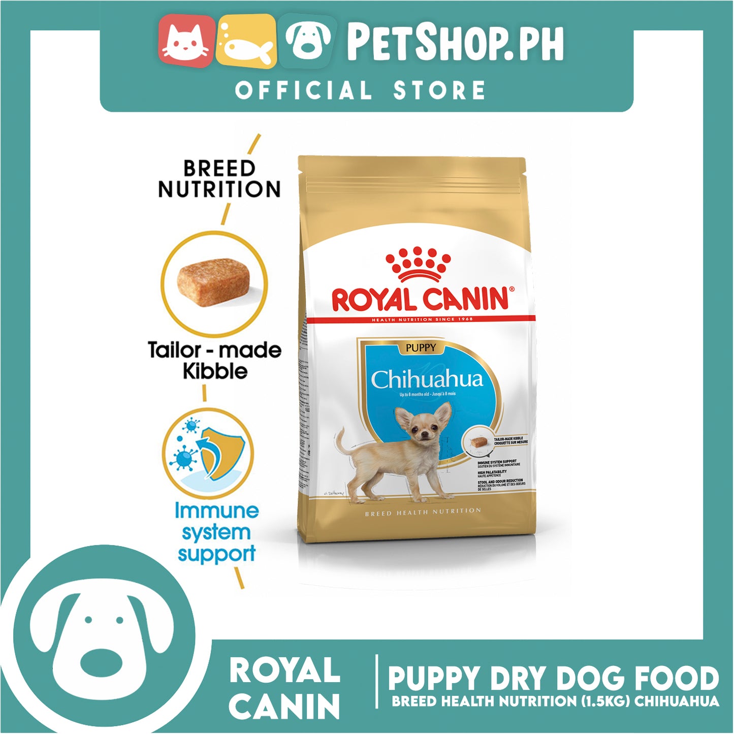 Royal Canin Chihuahua Puppy (1.5kg) Dry Dog Food - Breed Health Nutrition