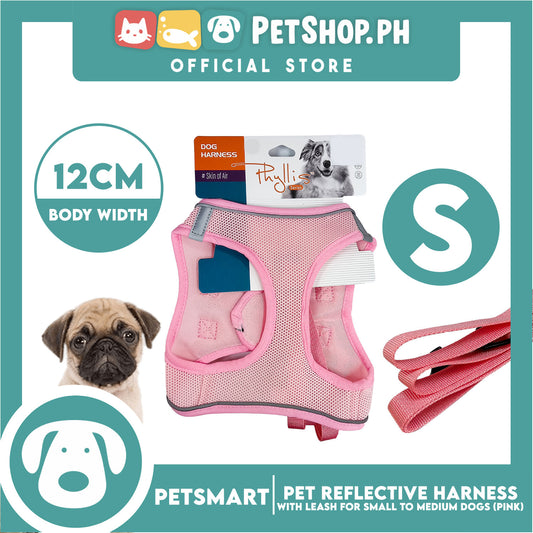 Pet Reflective Harness with Leash for Dogs Small Size (Pink)