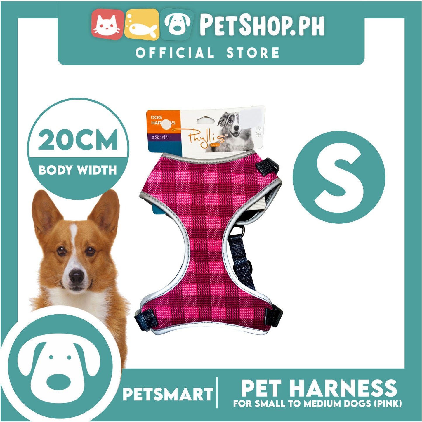 Pet Harness Premium Pattern Design (Pink) for Dogs Small Size