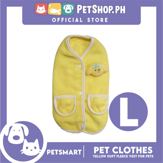 Pet Clothes Bunny Soft Fleece Vest Sando Shirt Yellow (Medium) for Cats and Dogs