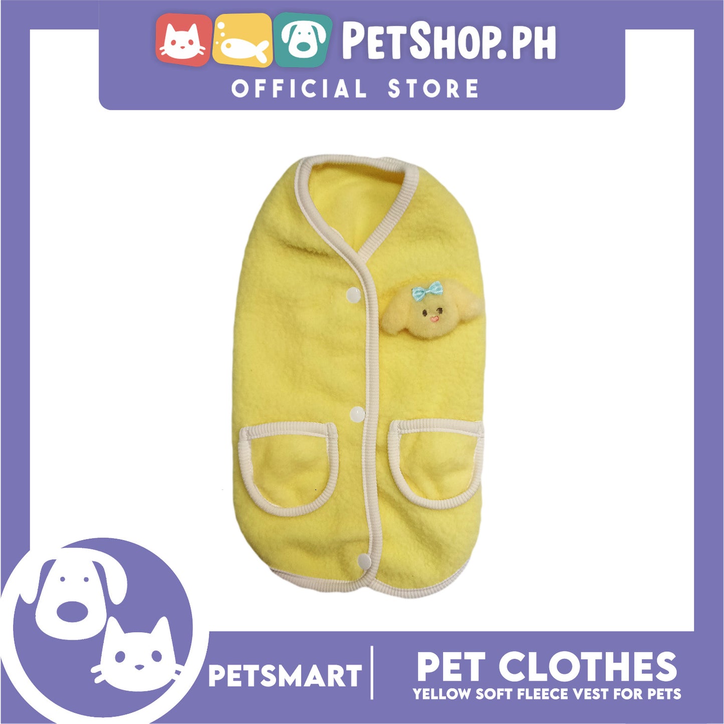 Pet Clothes Bunny Soft Fleece Vest Sando Shirt Yellow (Medium) for Cats and Dogs