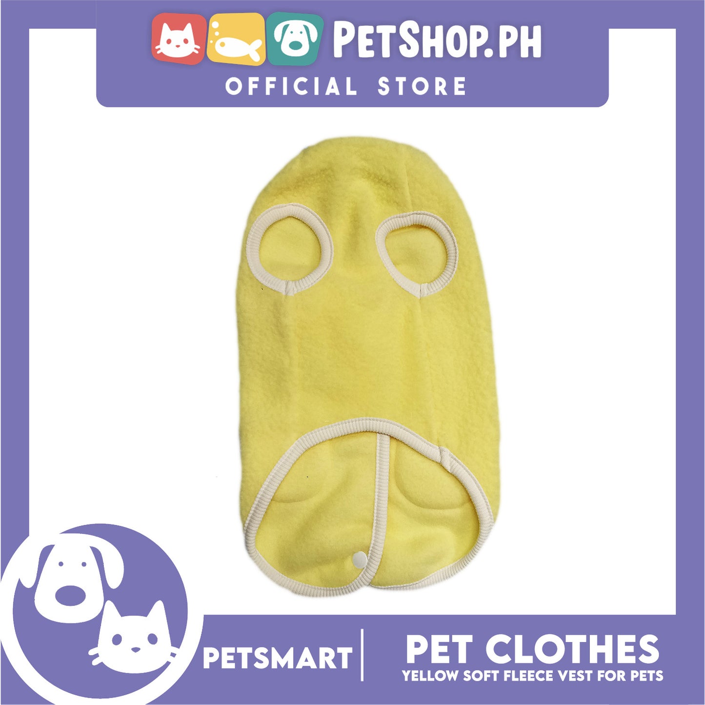 Pet Clothes Bunny Soft Fleece Vest Sando Shirt Yellow (Medium) for Cats and Dogs