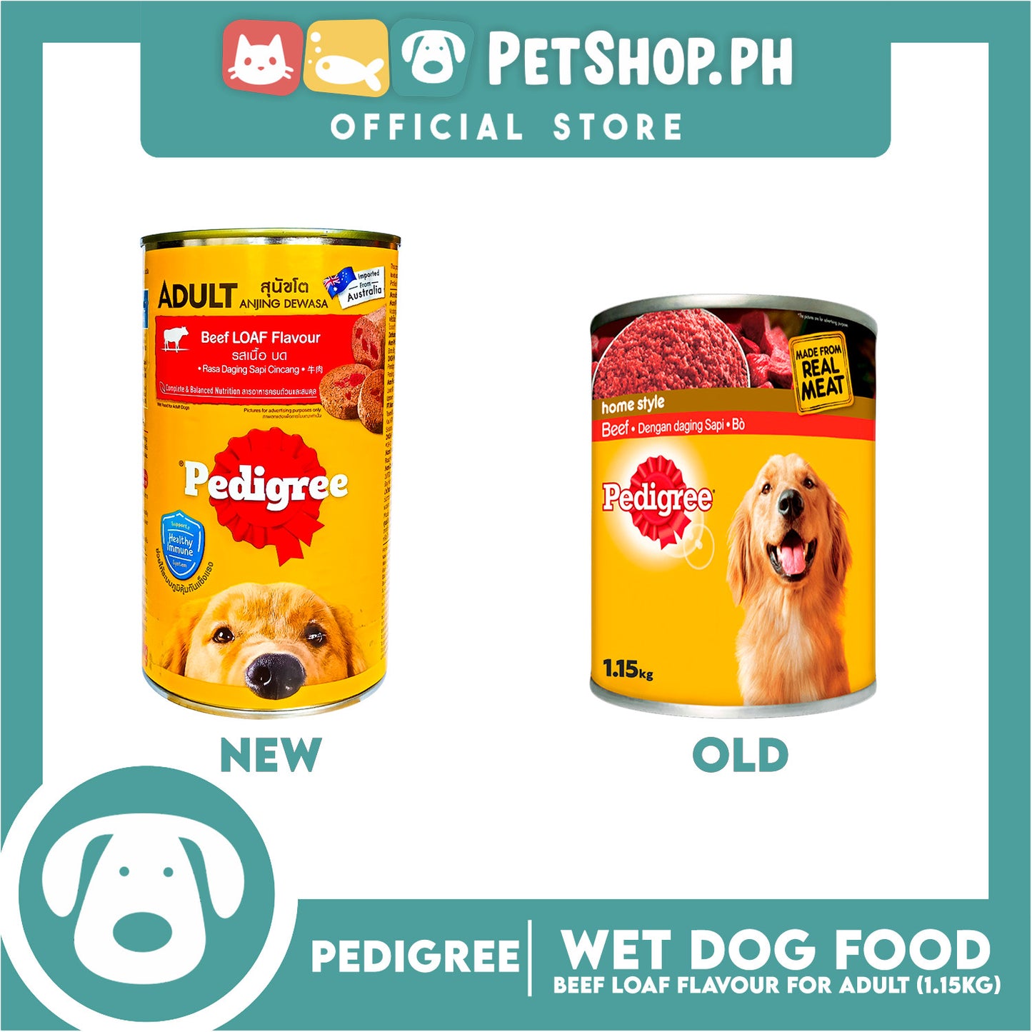 Pedigree Beef Loaf Flavour 1.15kg For Adult, Canned Dog Food