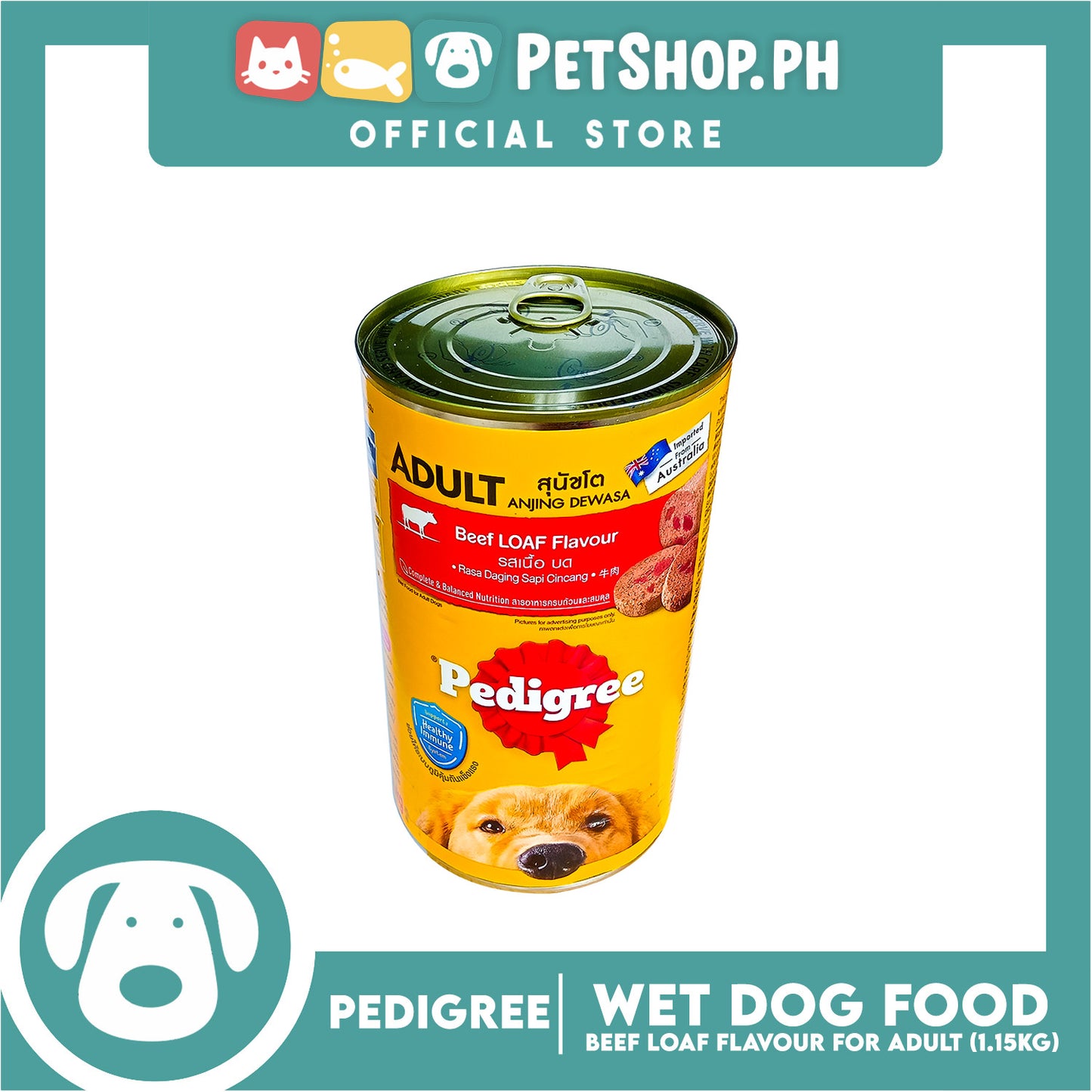 Pedigree Beef Loaf Flavour 1.15kg For Adult, Canned Dog Food