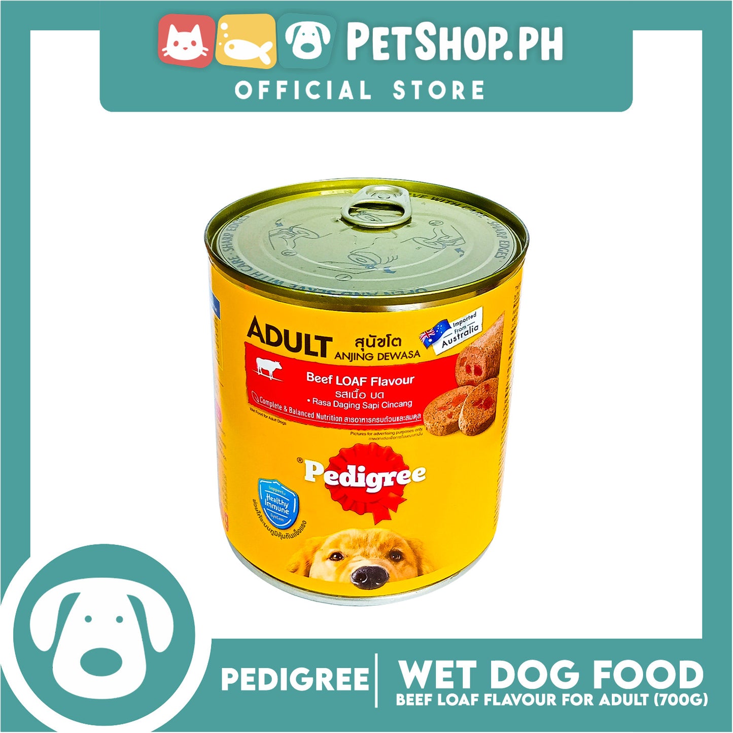 Pedigree Beef Loaf Flavour 700g For Adult, Canned Dog Food