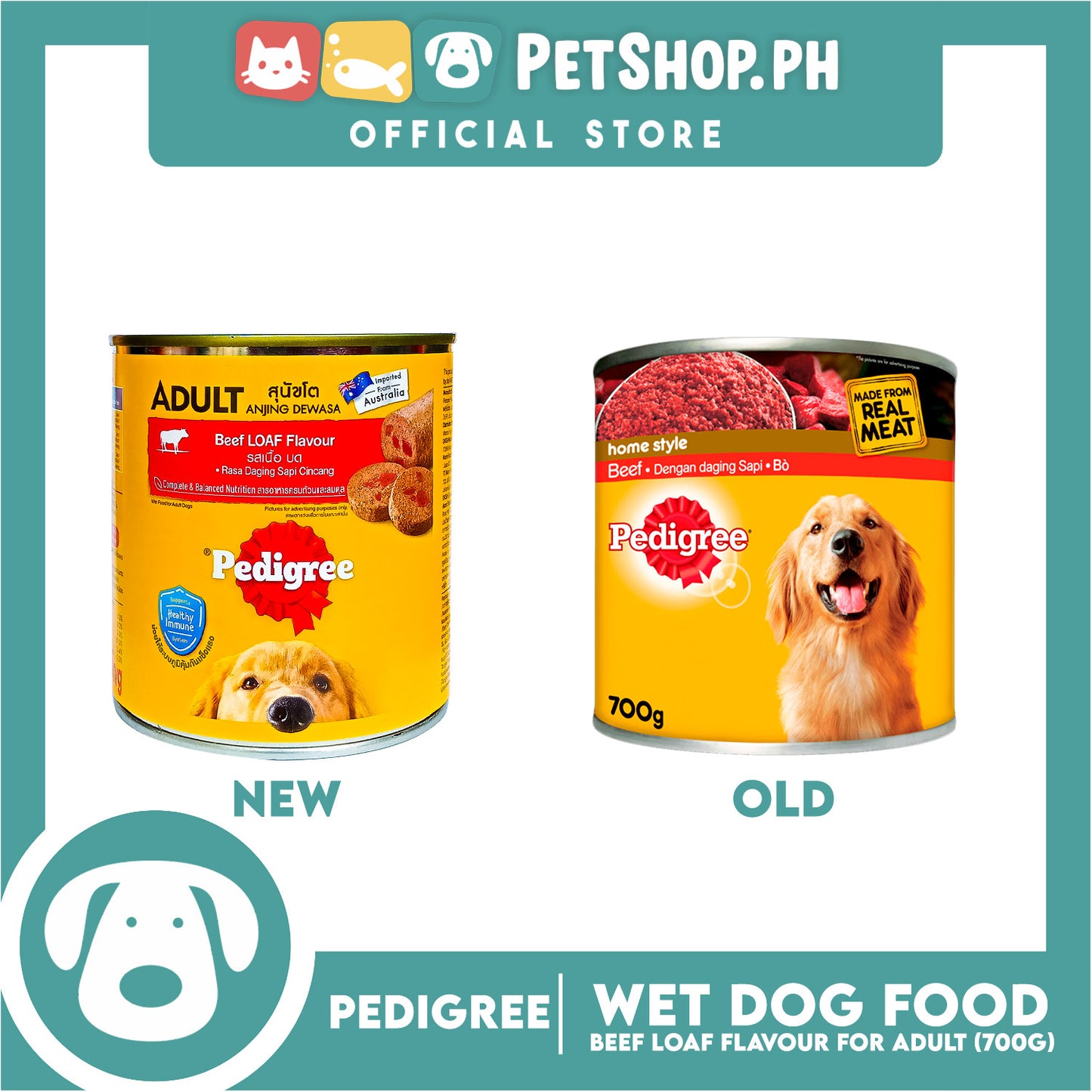 Pedigree Beef Loaf Flavour 700g For Adult, Canned Dog Food