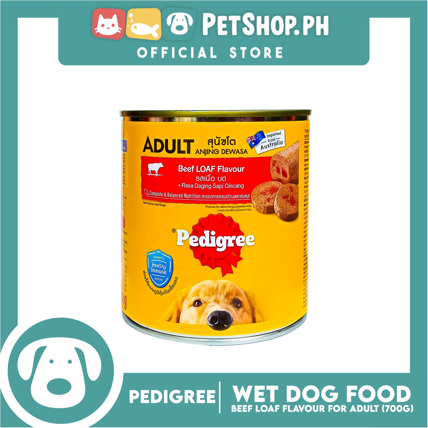 Pedigree Beef Loaf Flavour 700g For Adult, Canned Dog Food
