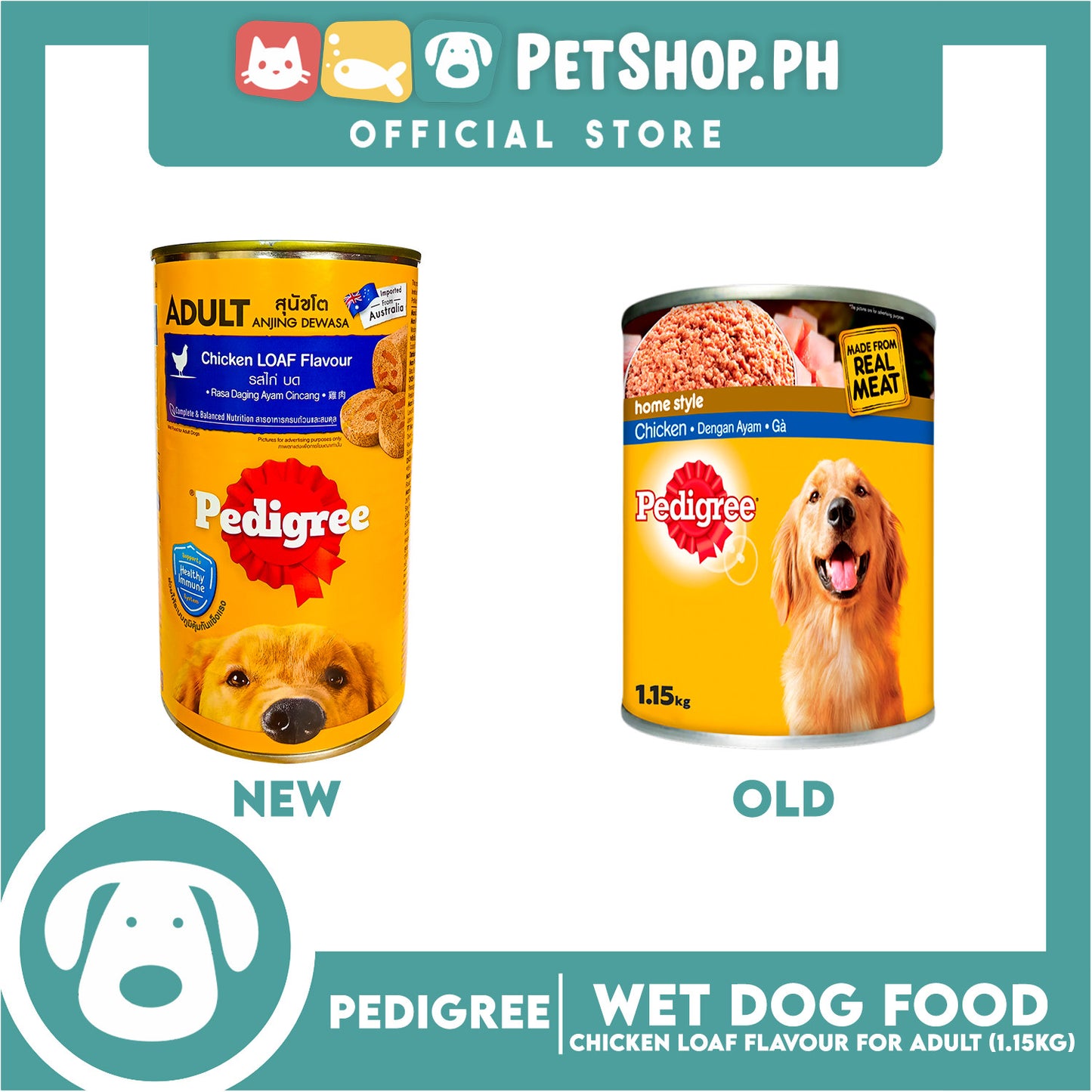 Pedigree Chicken Loaf Flavour 1.15kg For Adult, Canned Dog Food