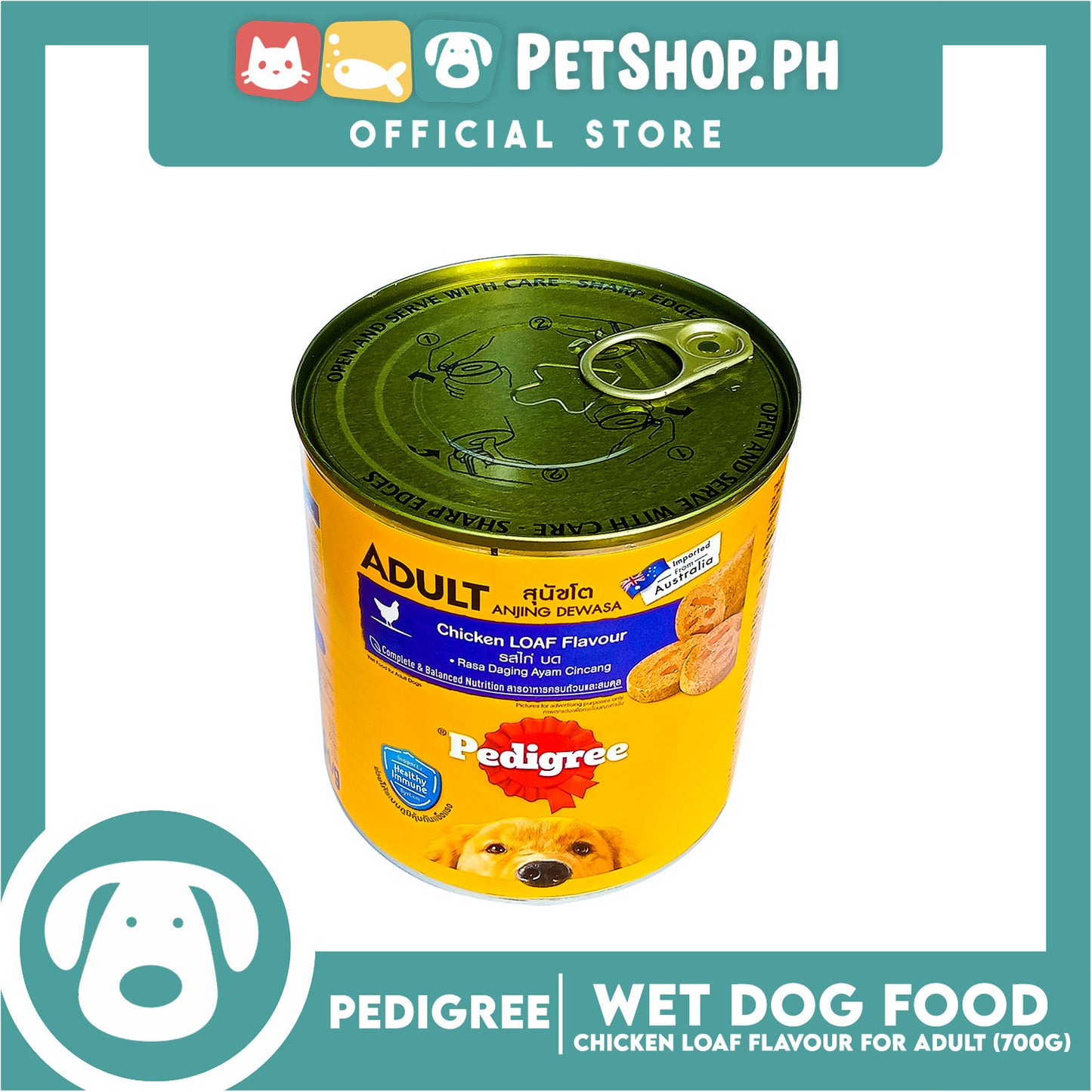 Pedigree Chicken Loaf Flavour 700g For Adult, Canned Dog Food