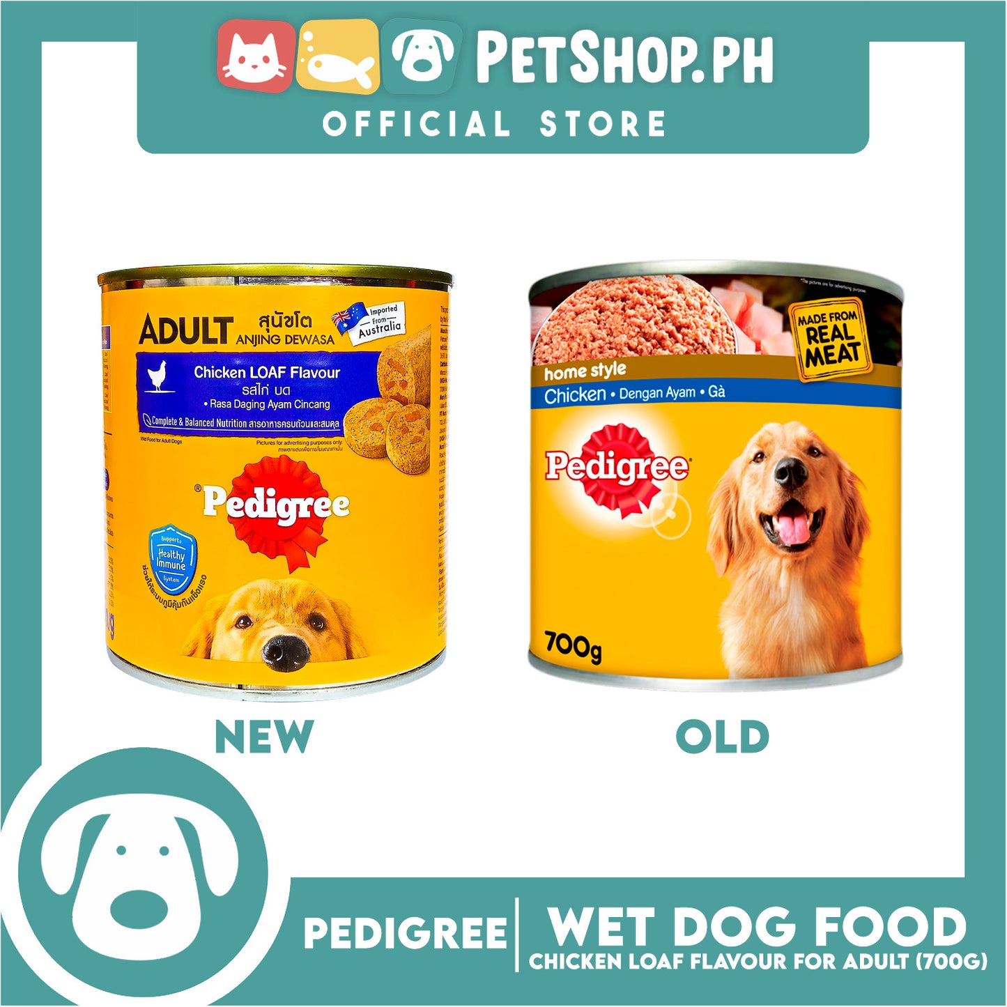 Pedigree Chicken Loaf Flavour 700g For Adult, Canned Dog Food