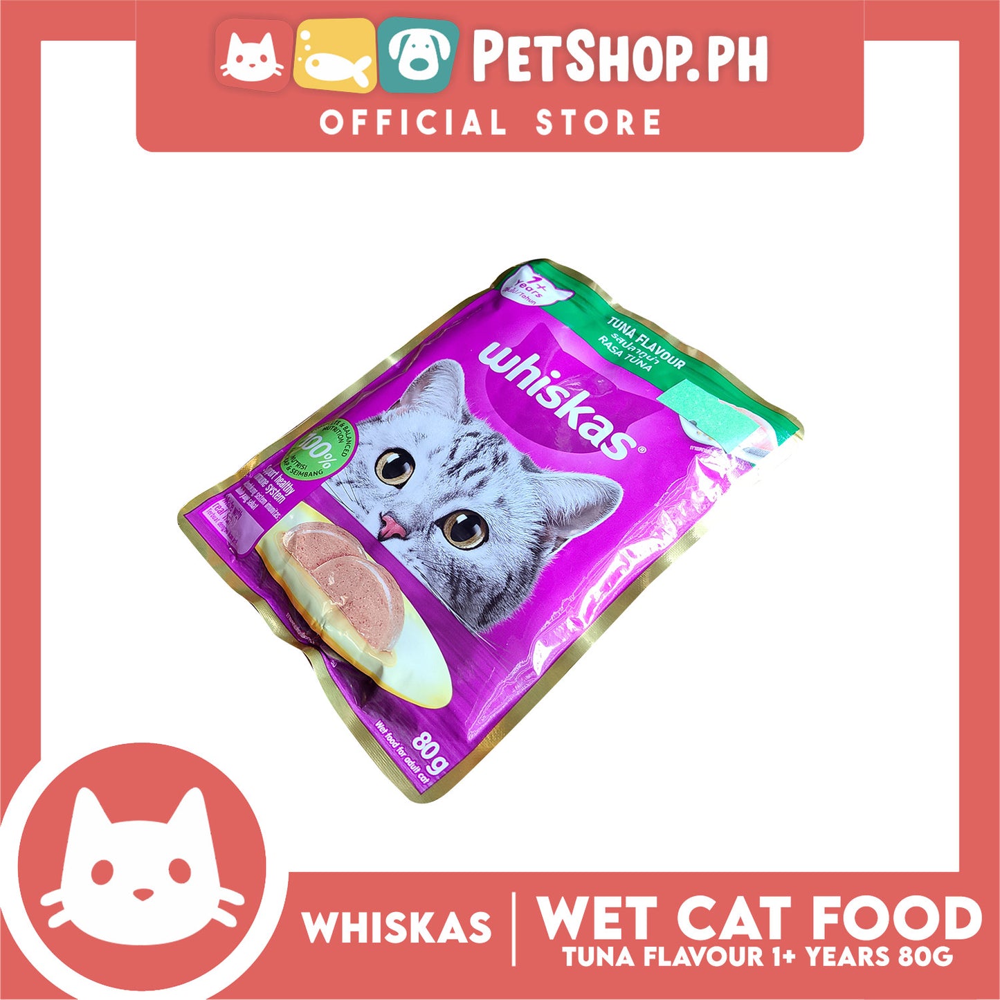 Whiskas Tuna Pouch Wet Cat Food 80g Tuna Flavour