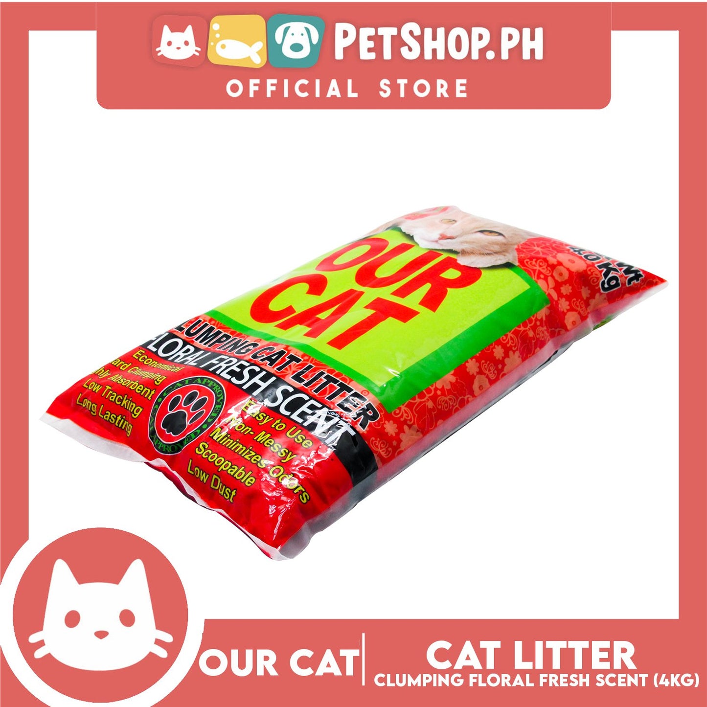 Our Cat Clumping Cat Litter Floral Fresh Scent 4kg