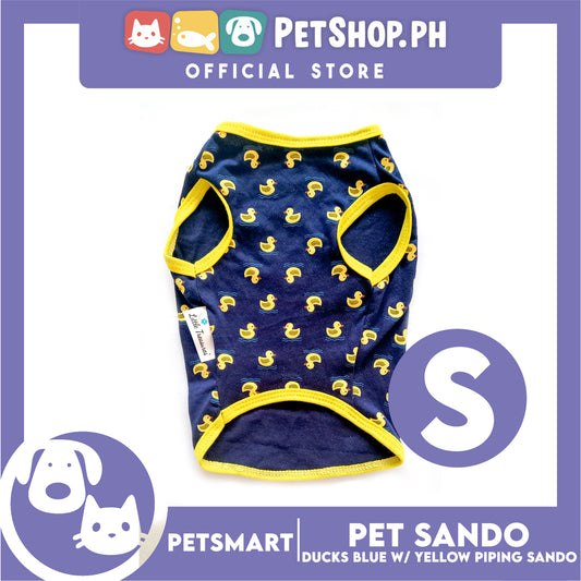 Pet Sando Ducks Design, Blue with Yellow Piping Colors (Small)