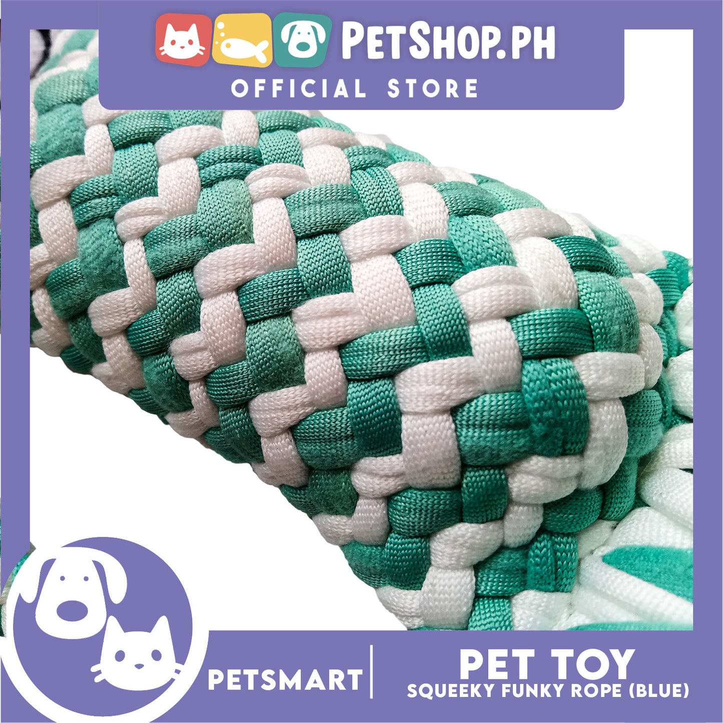 Pet Toy Squeeky Funky Rope (Blue)