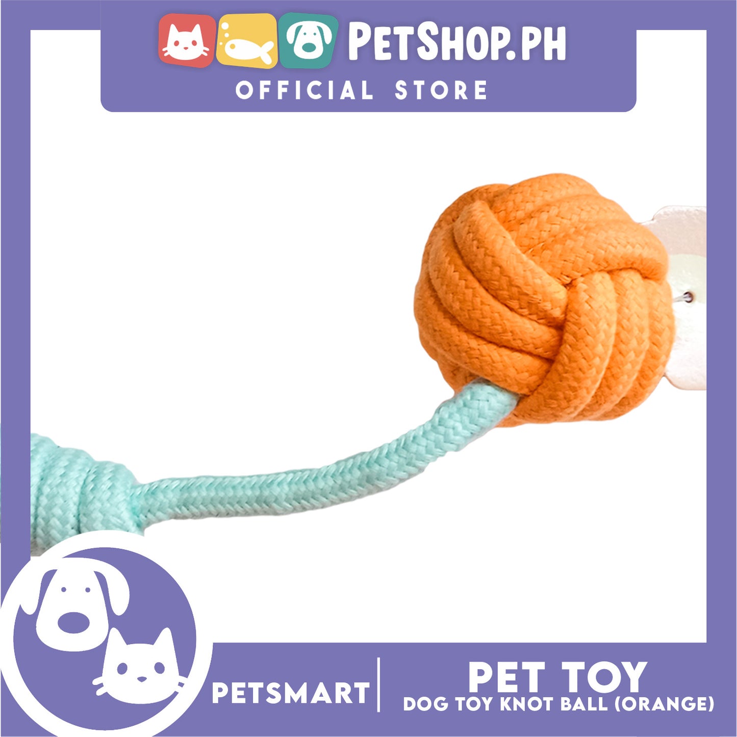Pet Toy Knot Ball Design (Orange)