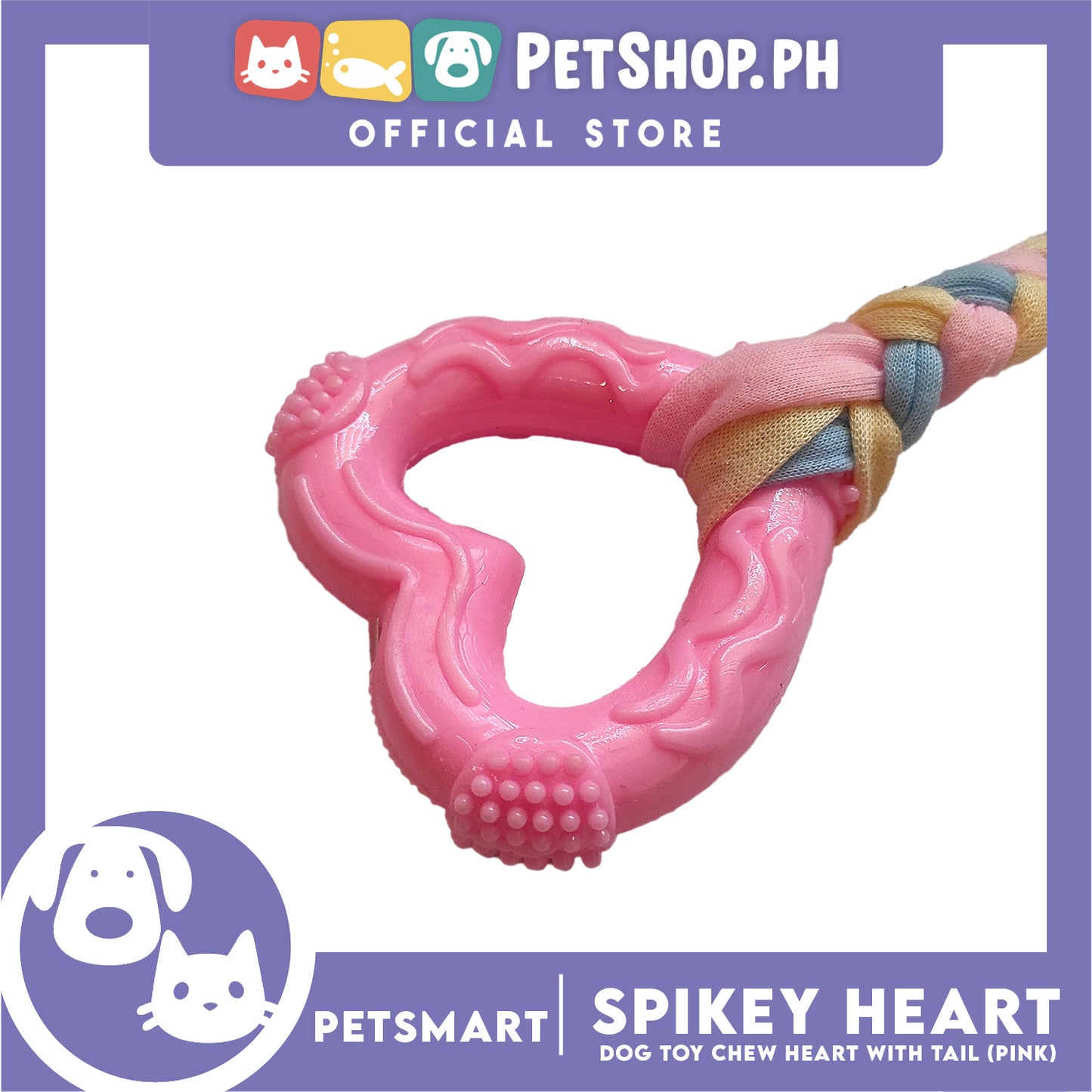 Pet Toy Dog Chew Heart Design with Tail (Pink)