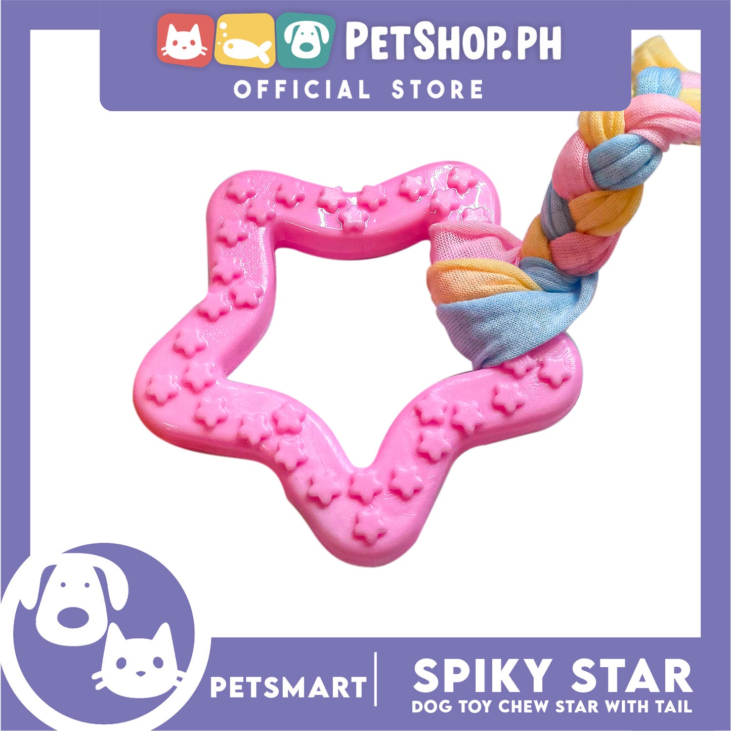 Pet Toy Dog Chew Star with Tail (Pink)