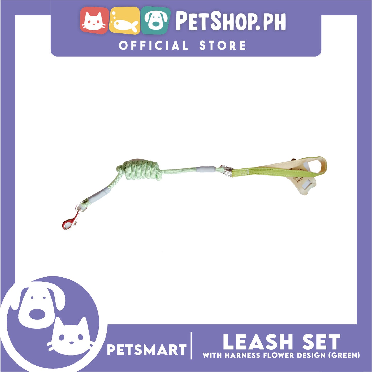 Pet Harness with Leash (Green) Flower Design