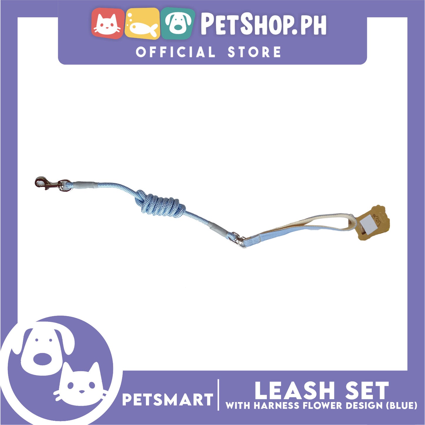 Pet Harness with Leash (Blue) Flower Design