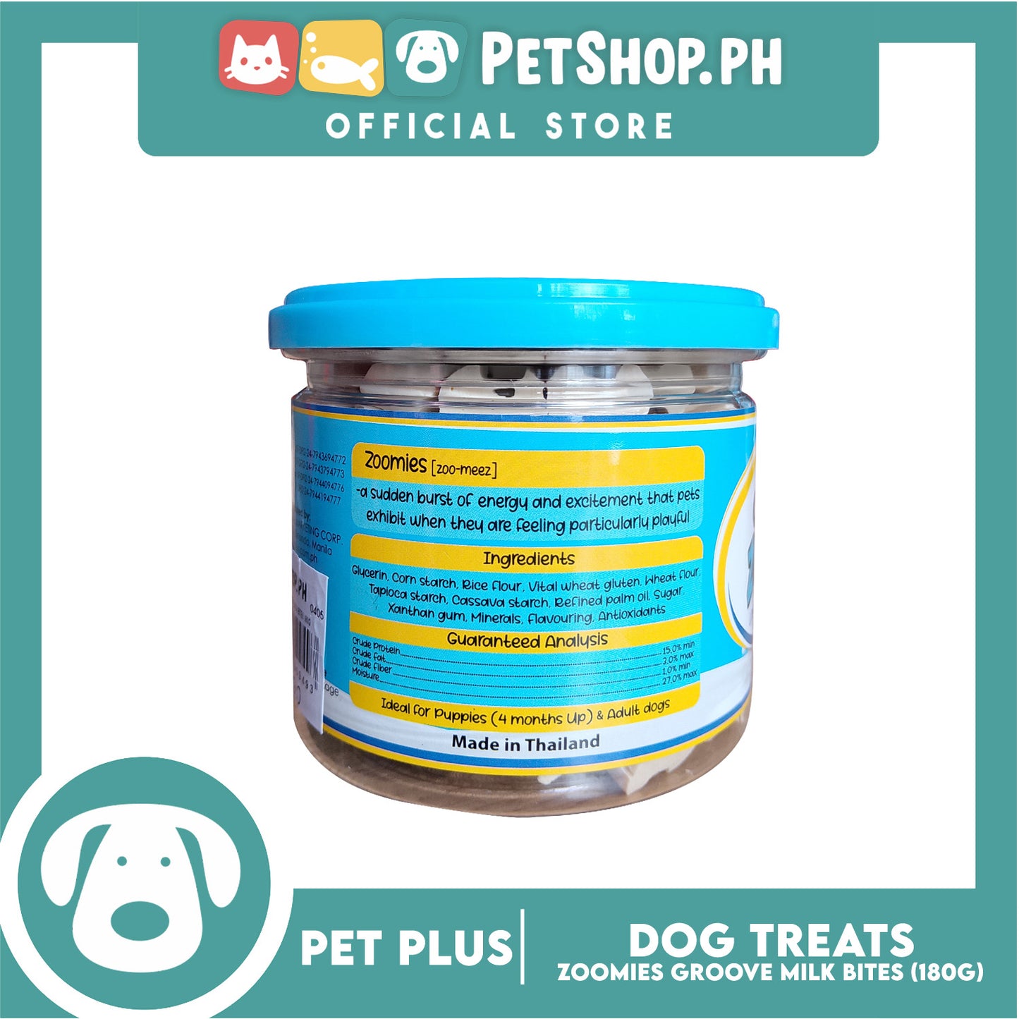 Pet Plus Zoomies Groove Milk Bites Dog Treat 180g
