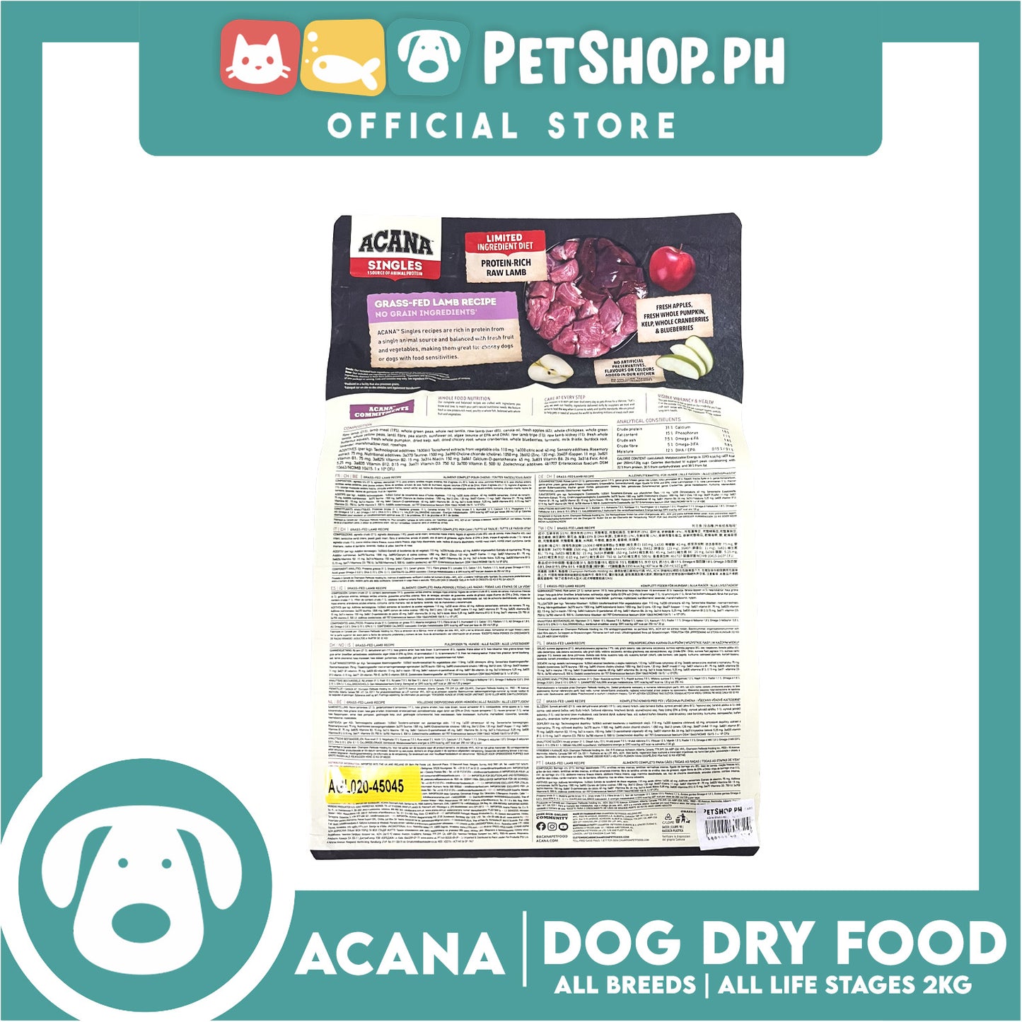 Acana Grass-Fed Lamb Recipe Dog Food 2kg - Limited Ingredient Diet