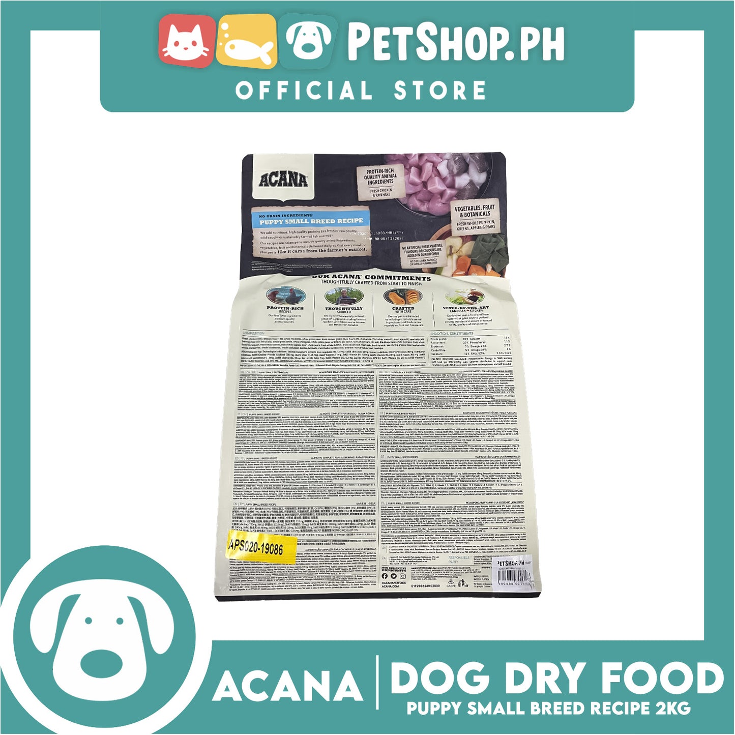Acana Puppy Small Breed Recipe Dog Food 2kg - Made with Fresh Chicken and Raw Hake