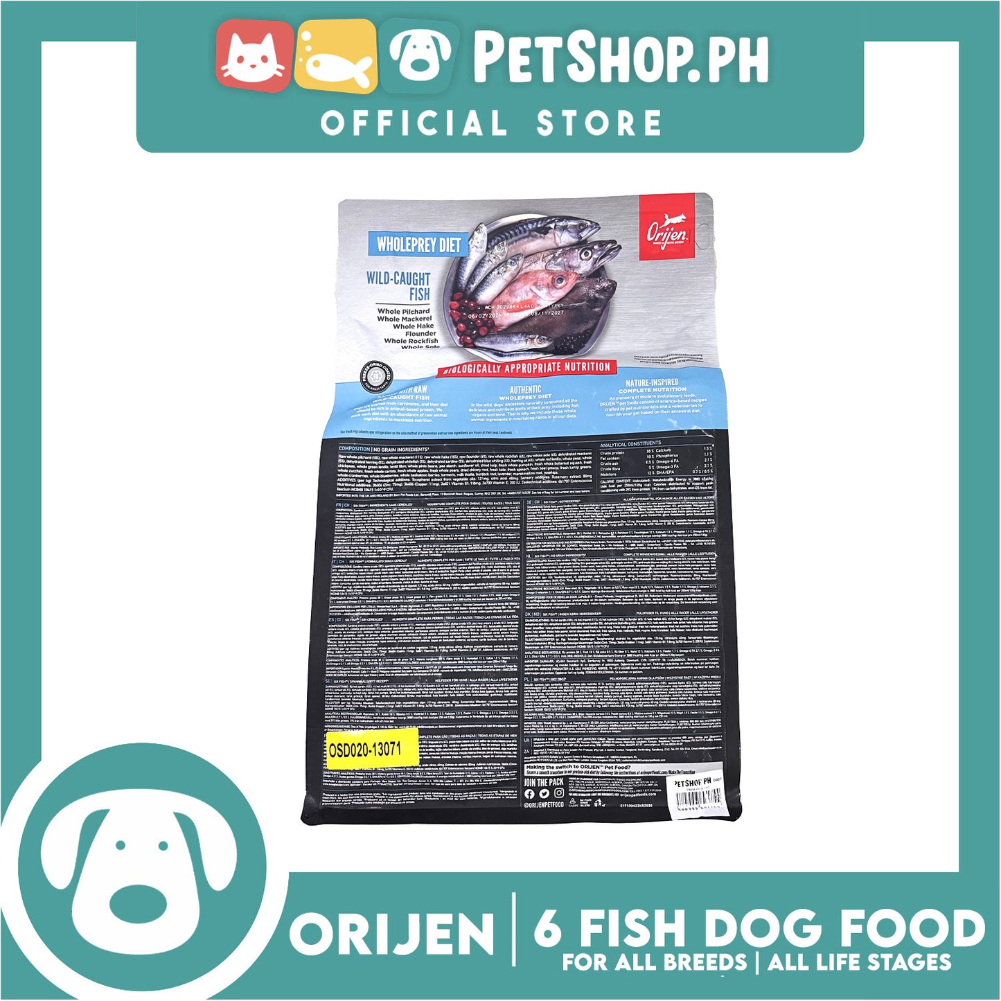 Orijen Six Fish Dog Dood for All Breeds 2kg - Made with Six Fishes