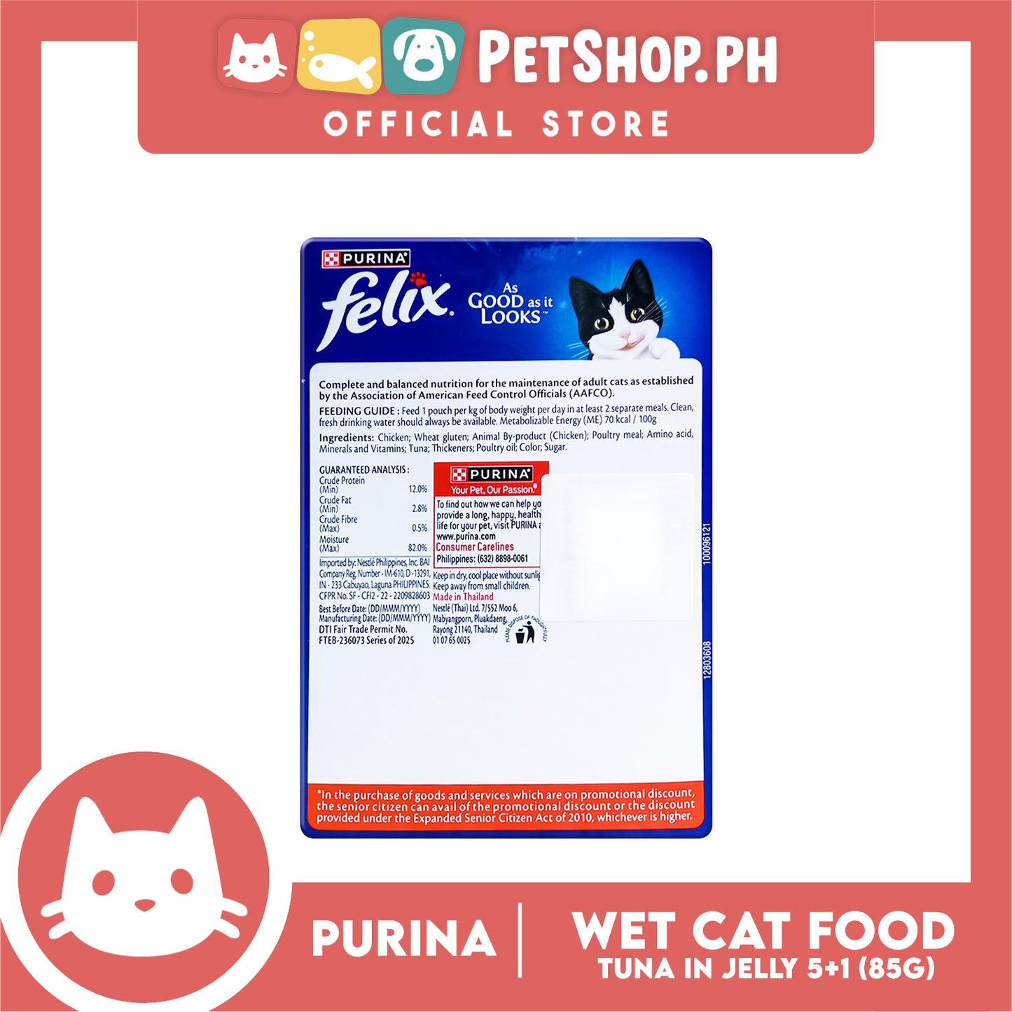 Purina Felix 5+1 Tuna in Jelly for Adult Cats 510g
