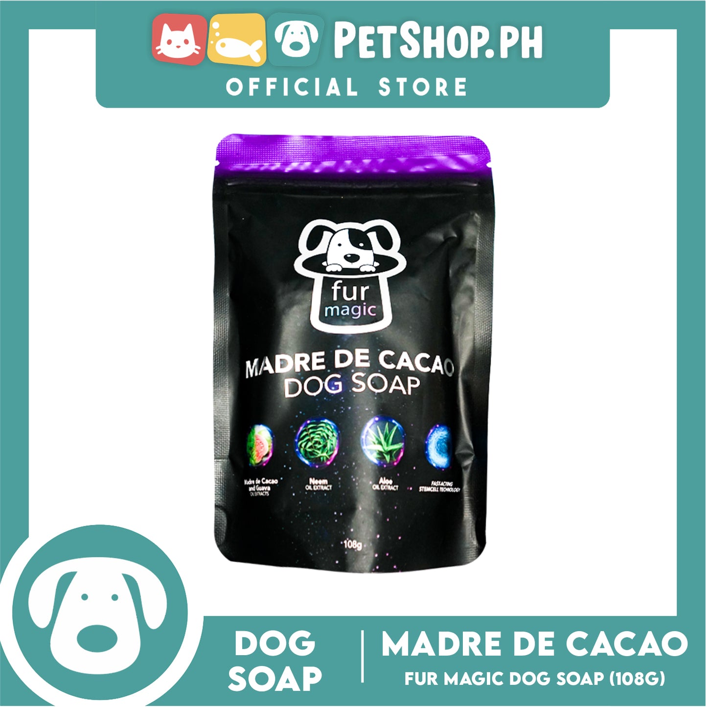 Fur magic Madre de Cacao 108g (Violet) Dog Soap