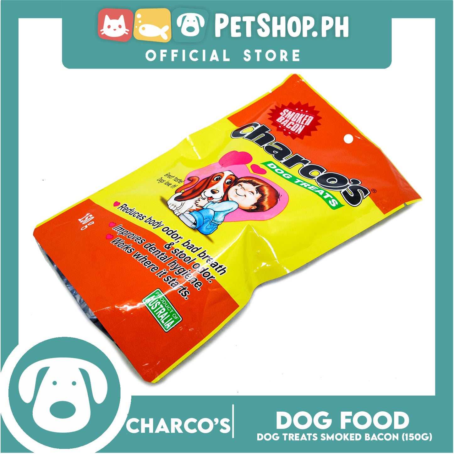 Charco's Dog Treats 150g (Smoked Bacon) Reduce Body Odor, Bad Breath And Stool Odor And Improves