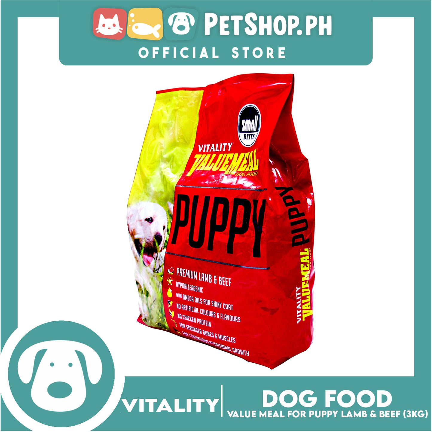 Vitality Valuemeal Puppy Small Bite, Premium Lamb And Beef Flavor, Puppy Food, Dry Dog Food