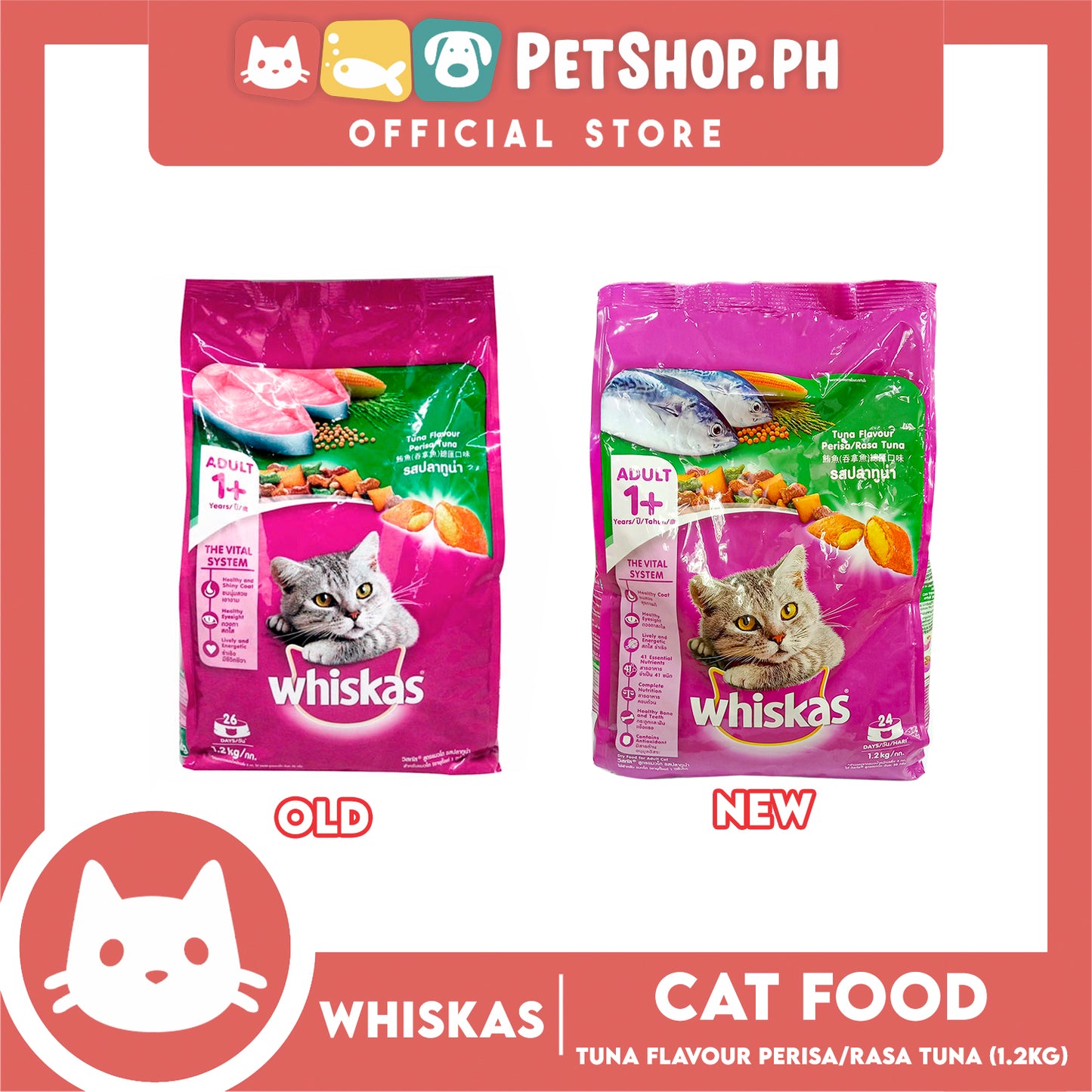 Whiskas Adult Tuna Flavor Dry Cat Food 1.2kg
