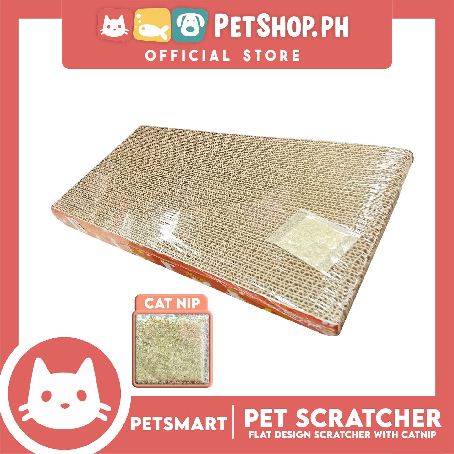 Cat Scratcher Toy Flat Design with Catnip 42cm x 20cm