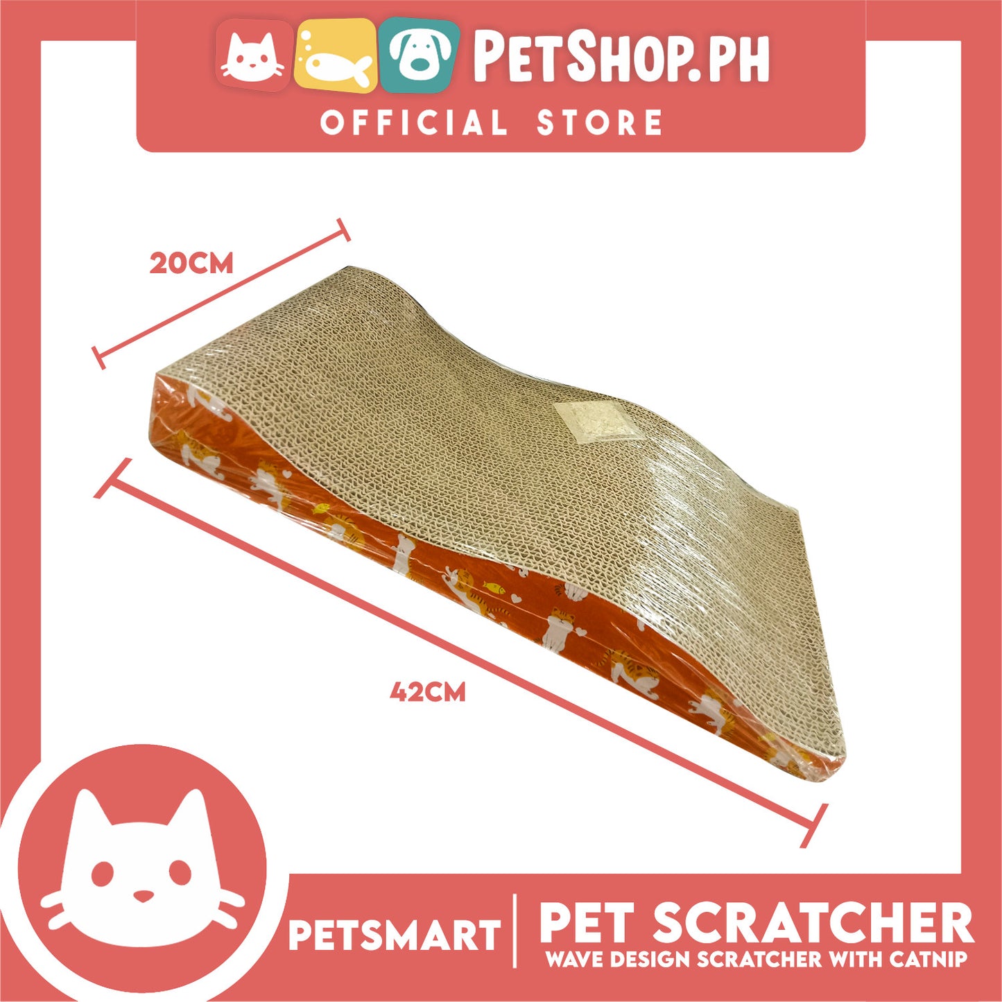 Cat Scratcher Toy Wave Design with Catnip 42cm x 20cm