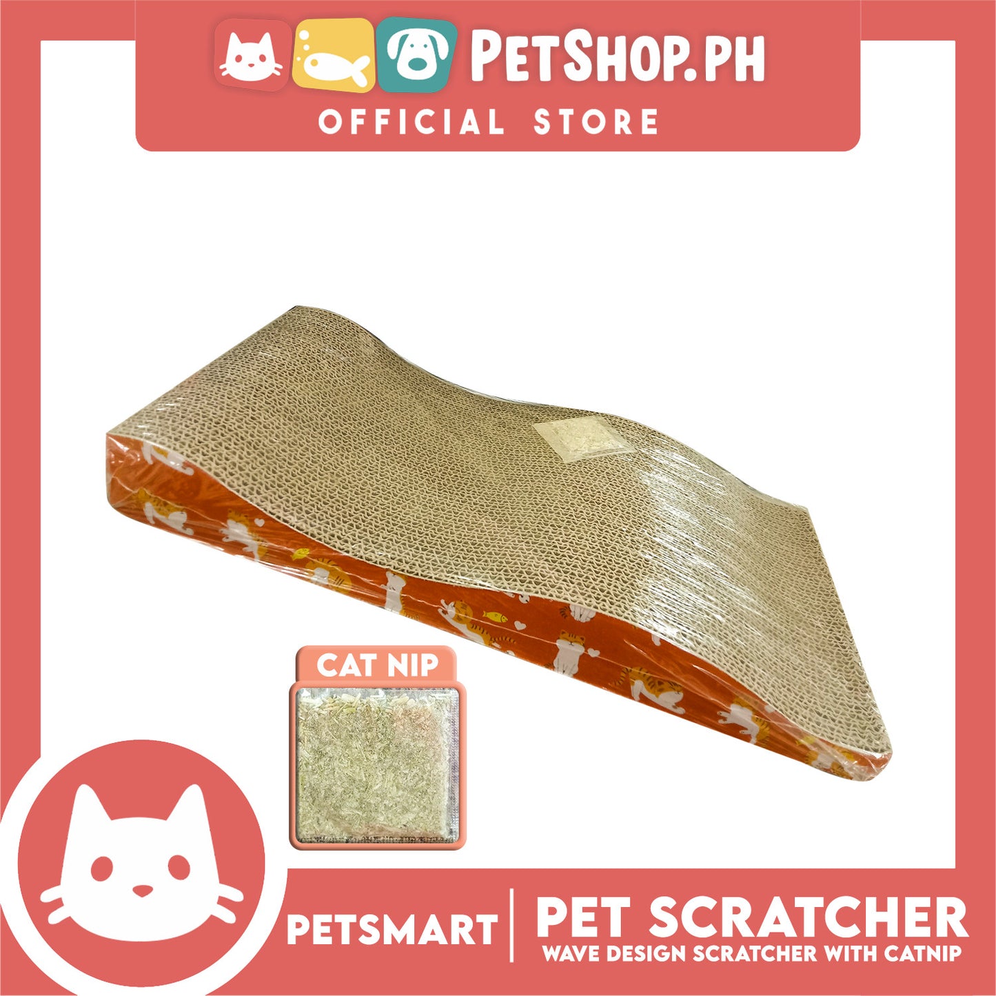 Cat Scratcher Toy Wave Design with Catnip 42cm x 20cm
