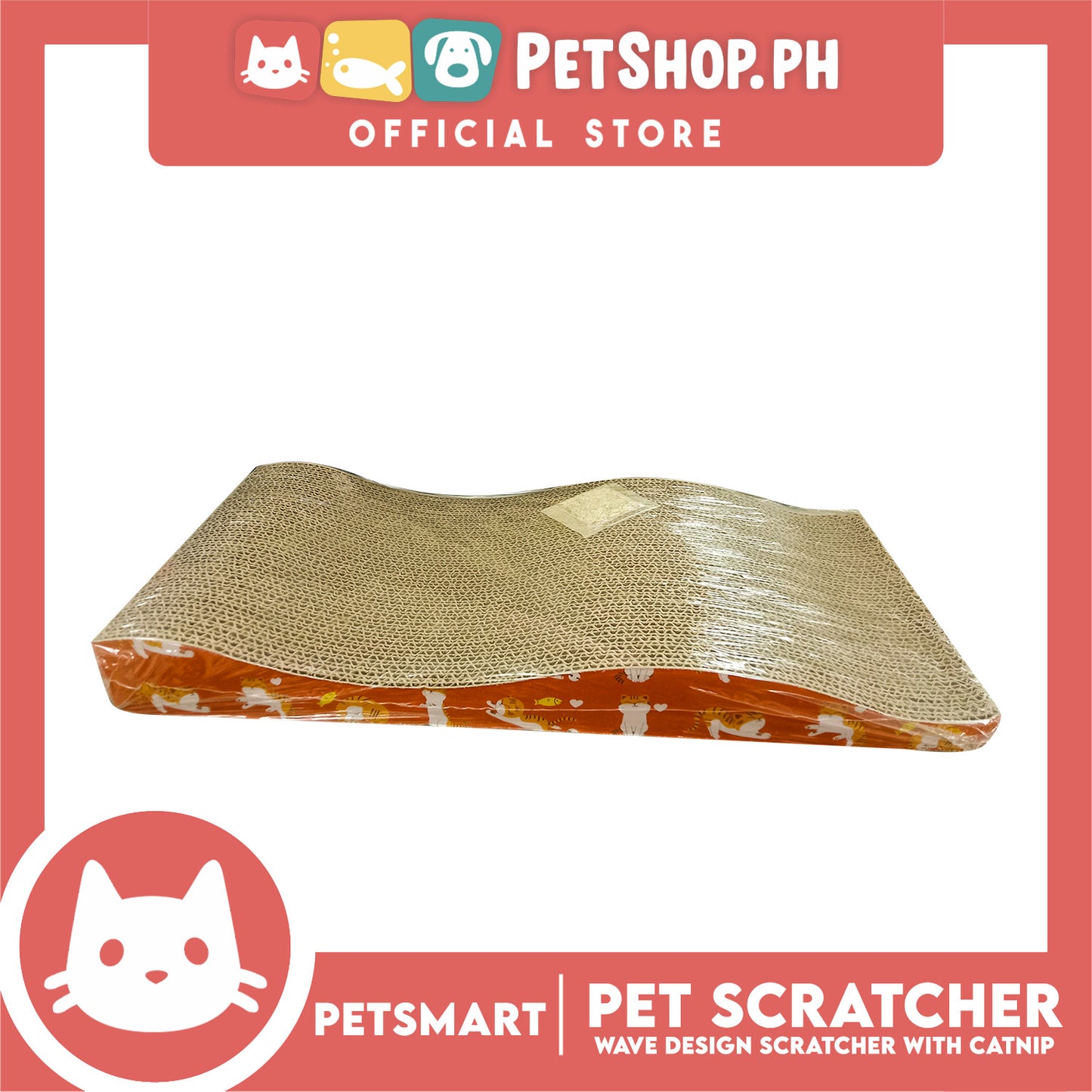 Cat Scratcher Toy Wave Design with Catnip 42cm x 20cm