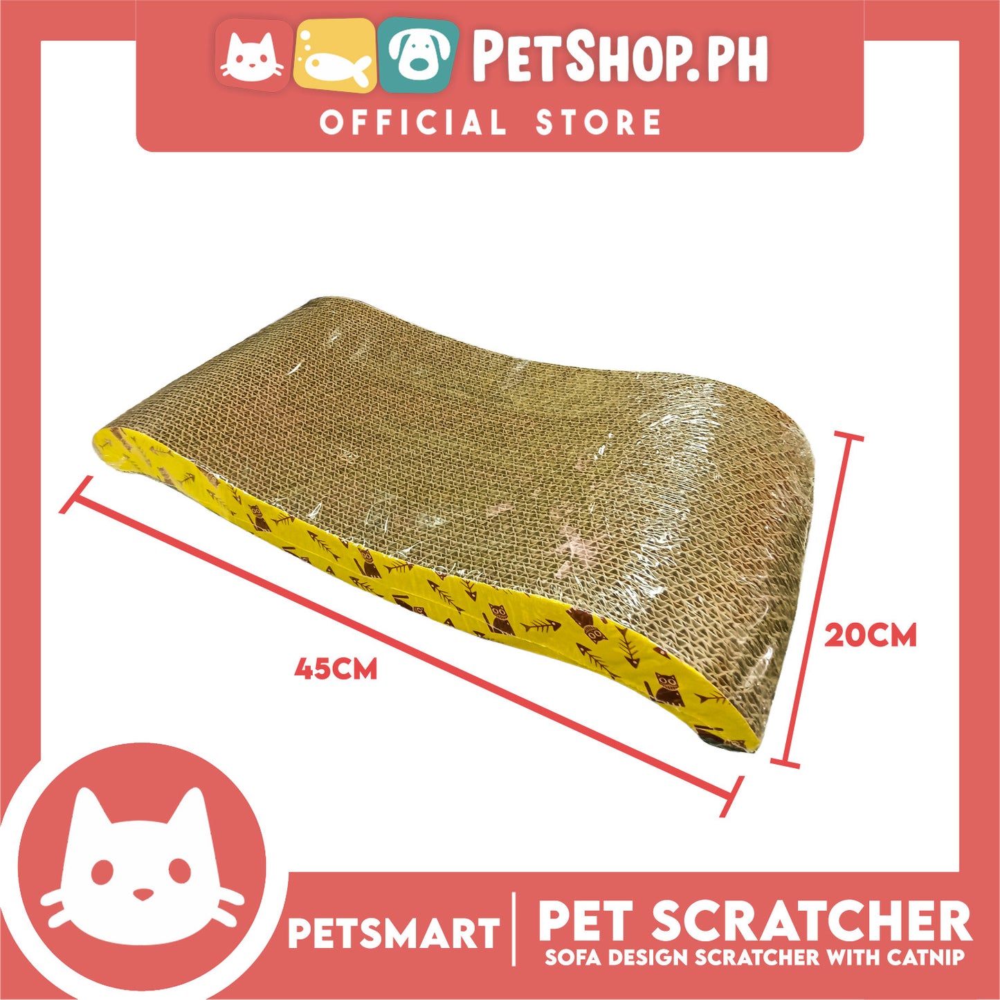Cat Scrather Toy Sofa Design with Catnip 45cm x 20cm