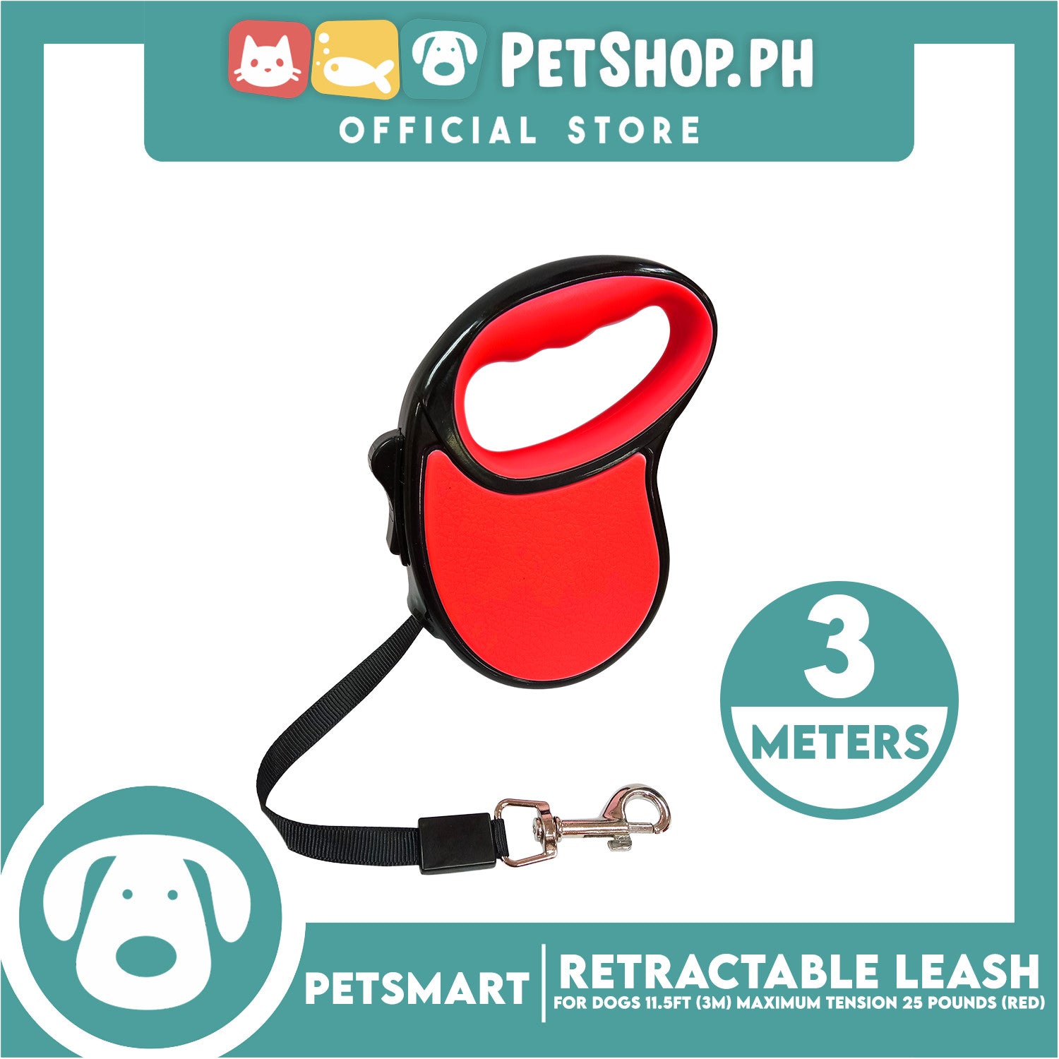 Retractable Leash for Dogs 11.5ft (3M) Maximum Tension 25pounds (Red ...